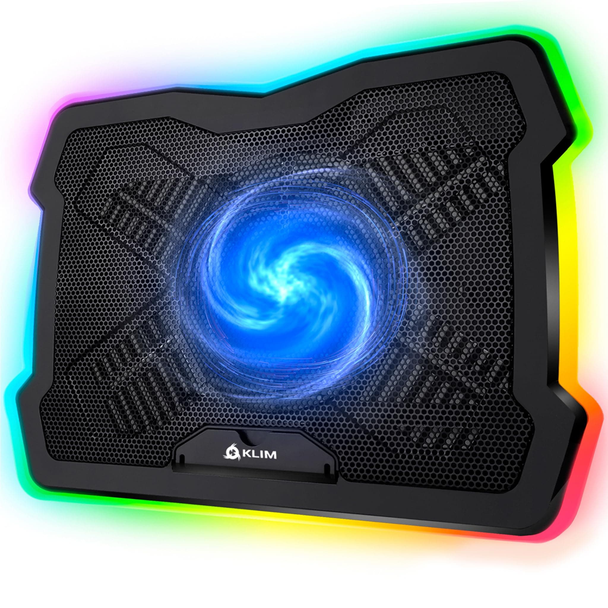 KLIM Ultimate - RGB Laptop Cooling Pad with LED Rim - New - Gaming Laptop Cooler - USB Powered Fan - Very Stable and Silent Laptop Stand - Compatible up to 17" - PC Mac PS5 PS4 Xbox One