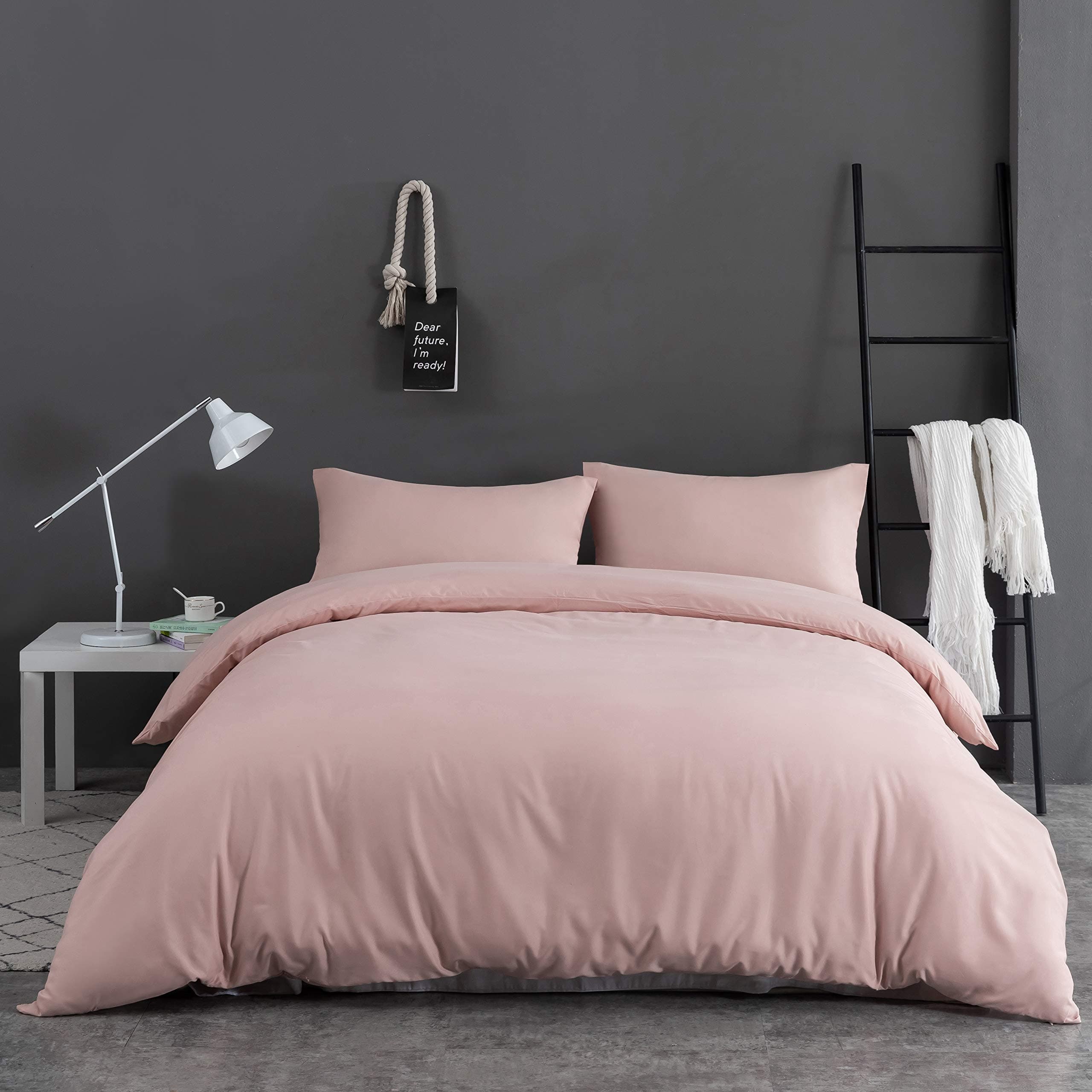 1 Duvet Cover with 2 Pillow Shams Queen Size for All Seasons - 3 Piece Home Bedding Comforter Cover with Zipper Closure - Ultra Soft Double Brushed Microfiber, 90 X 90 Inches - Pink