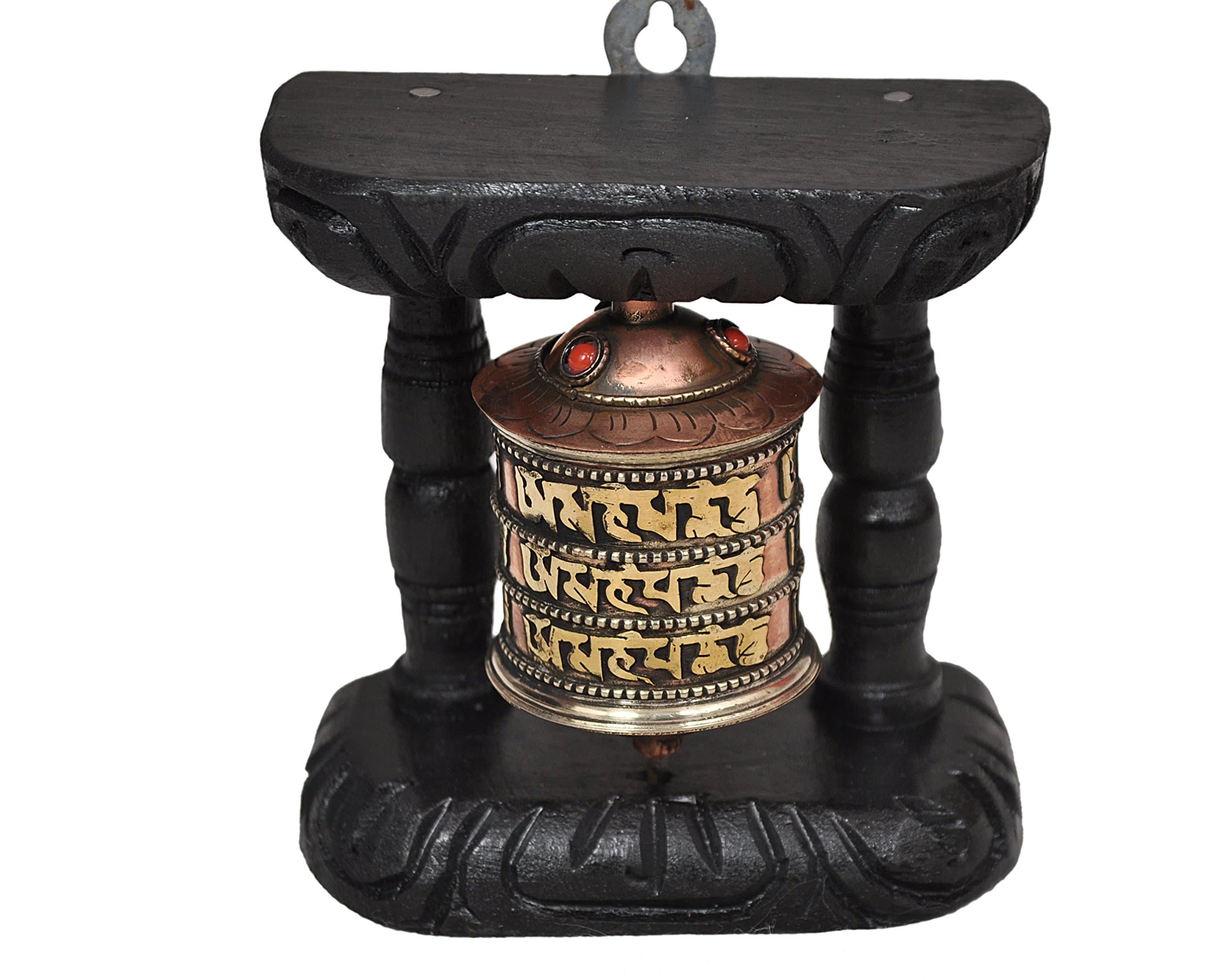 (10cm) - Tibetan Hand Craving Om Mani Padme Hum Wall Hanging Prayer Wheel