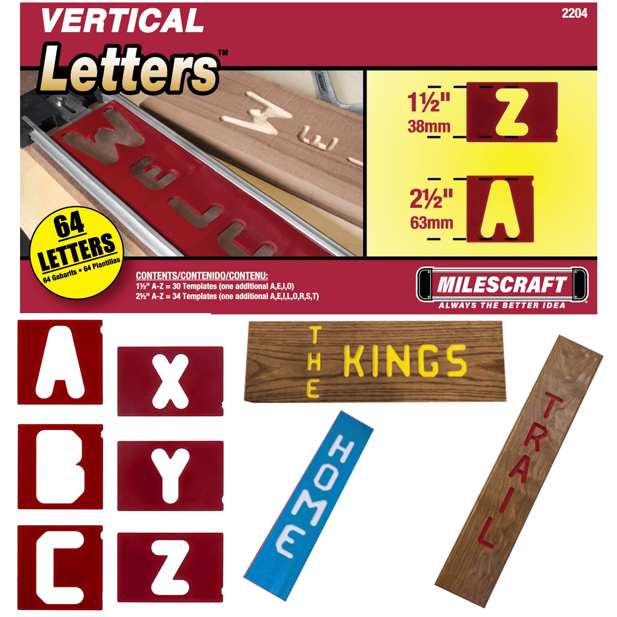 Milescraft 2204 1.5" and 2.5" Vertical Letter Templates