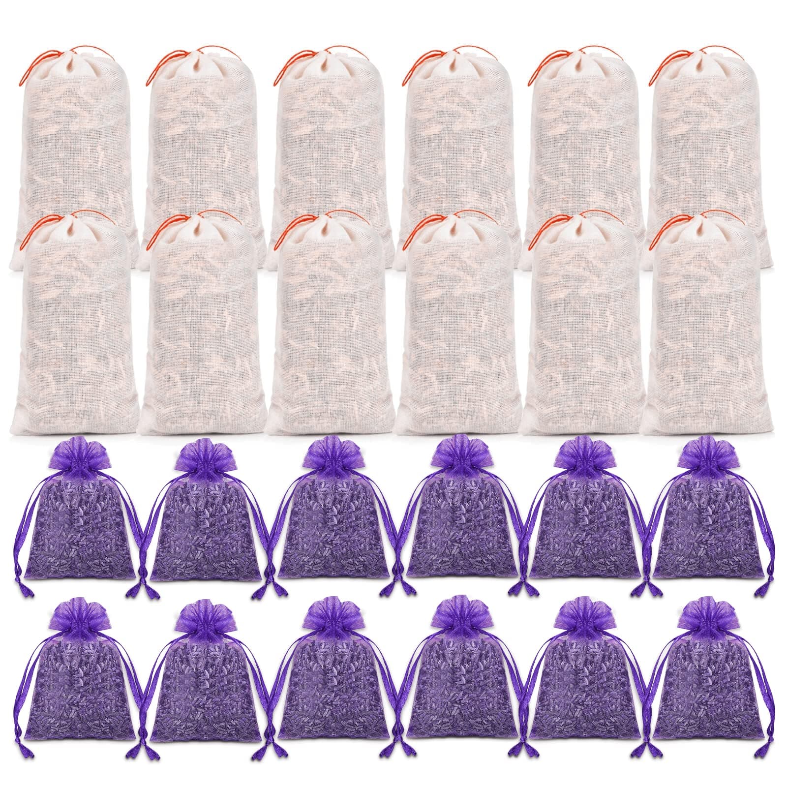 Homode Lavender Sachet Bags and Cedar Sachets, Pack of 24 Lavender Sachets and Cedar Chips for Drawers and Closets, Dried Lavender Cedar Closet Scent Freshener