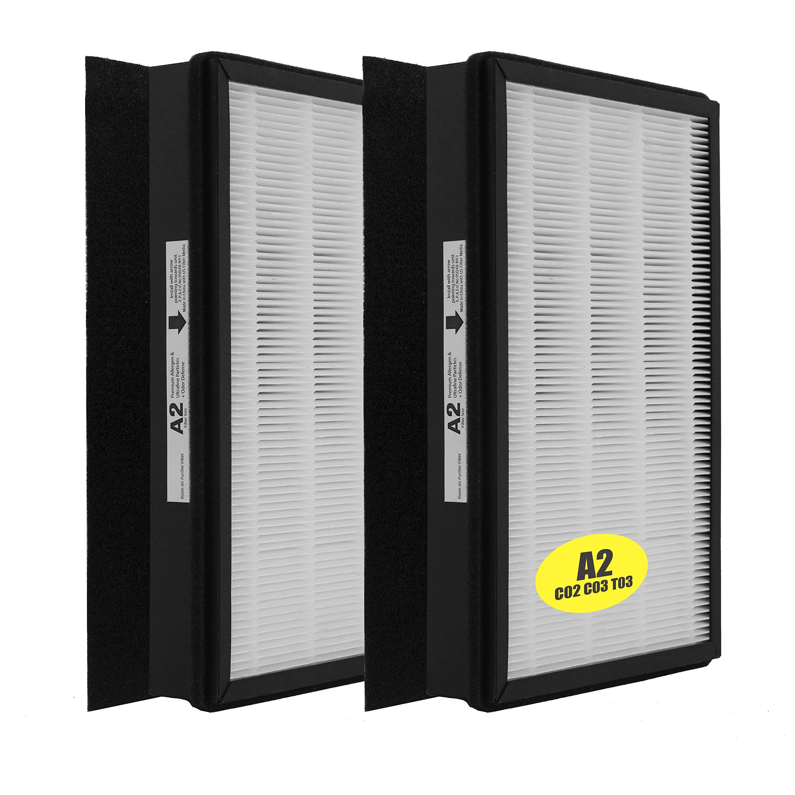 Replacement HEPA A2 Size Filter, Compatible with Filtrete Room Air Purifier Devices, 2 Pack