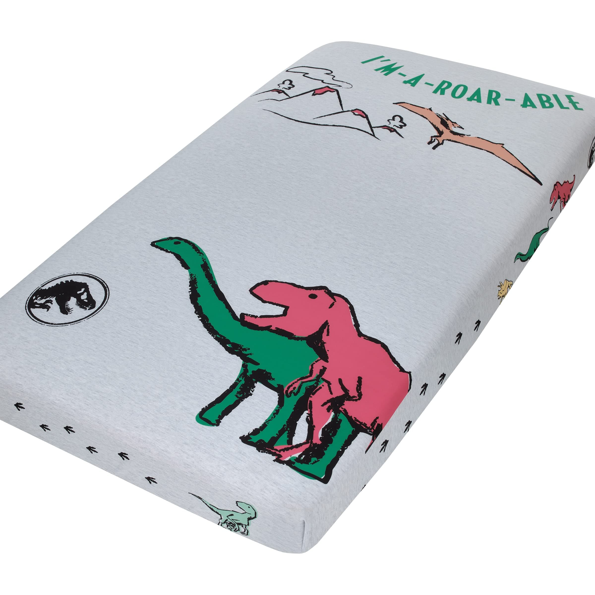 Welcome to The Universe Baby Jurassic World Dinosaur I'm-A-Roar-Able Photo-Op Fitted Crib Sheet