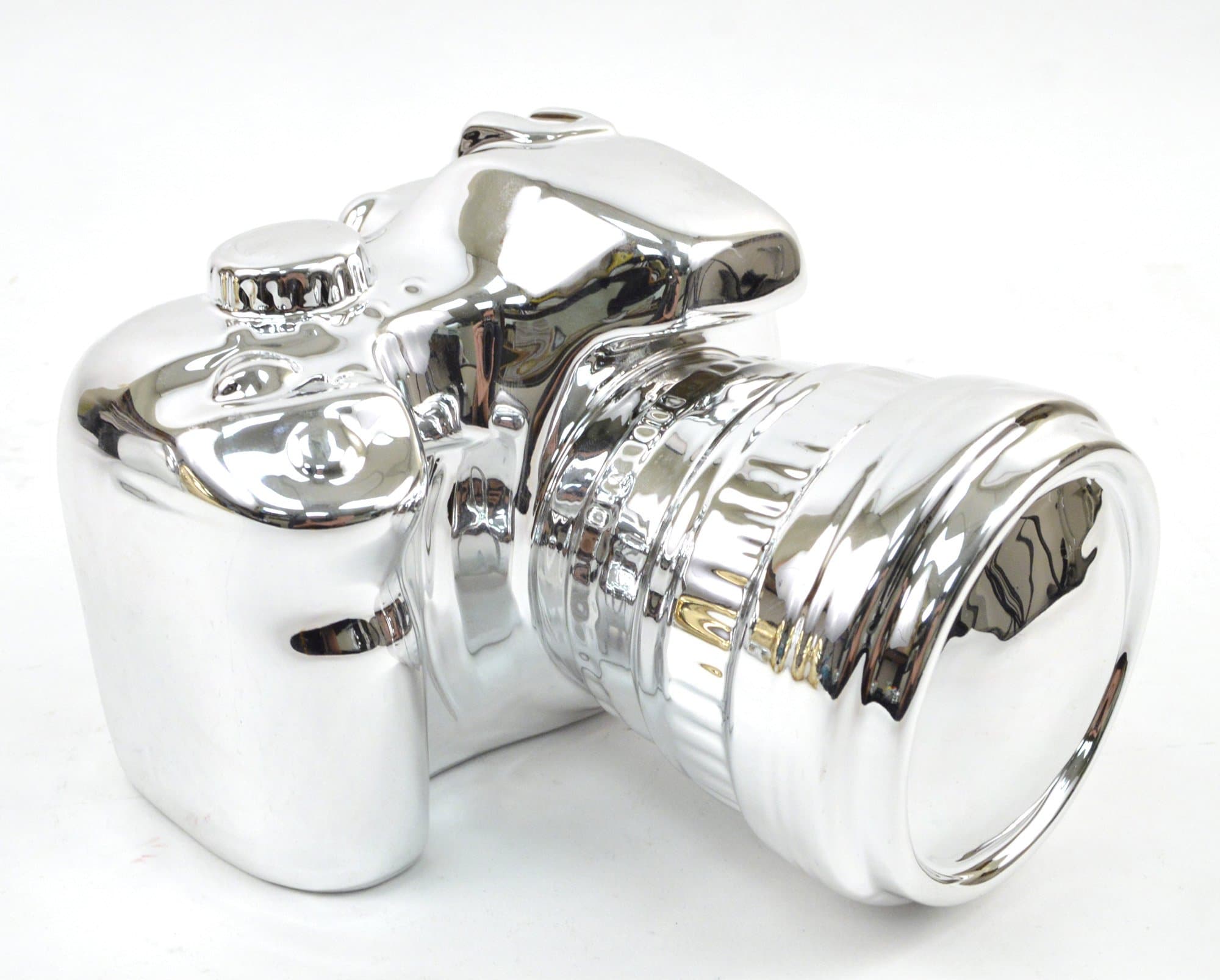 Concepts Silver Camera Ceramic Coin Piggy Bank