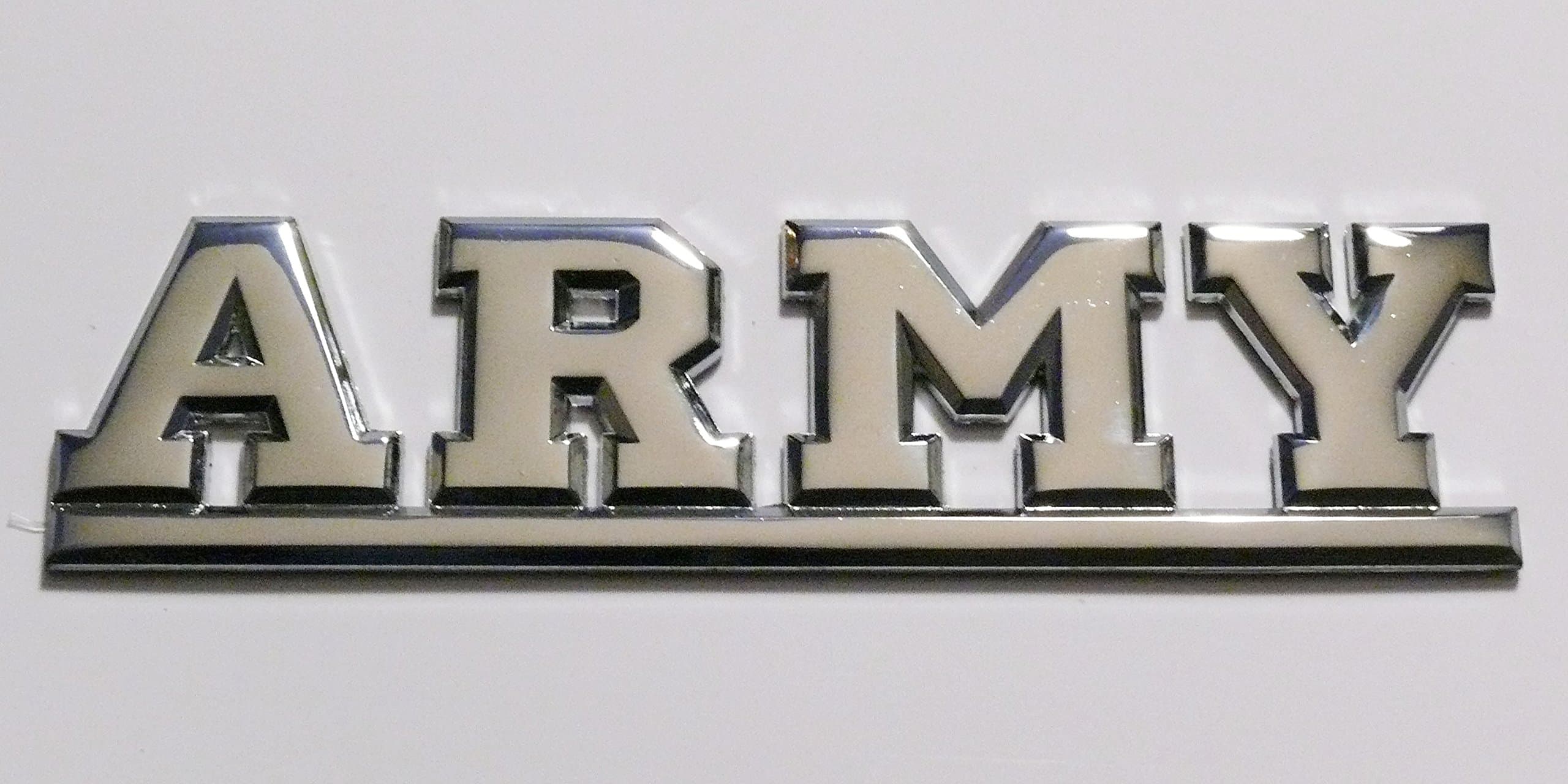 ARMY Emblem - Chrome Electroplated Die Cast Metal - 6.0"W x 1.5"H x .125"D