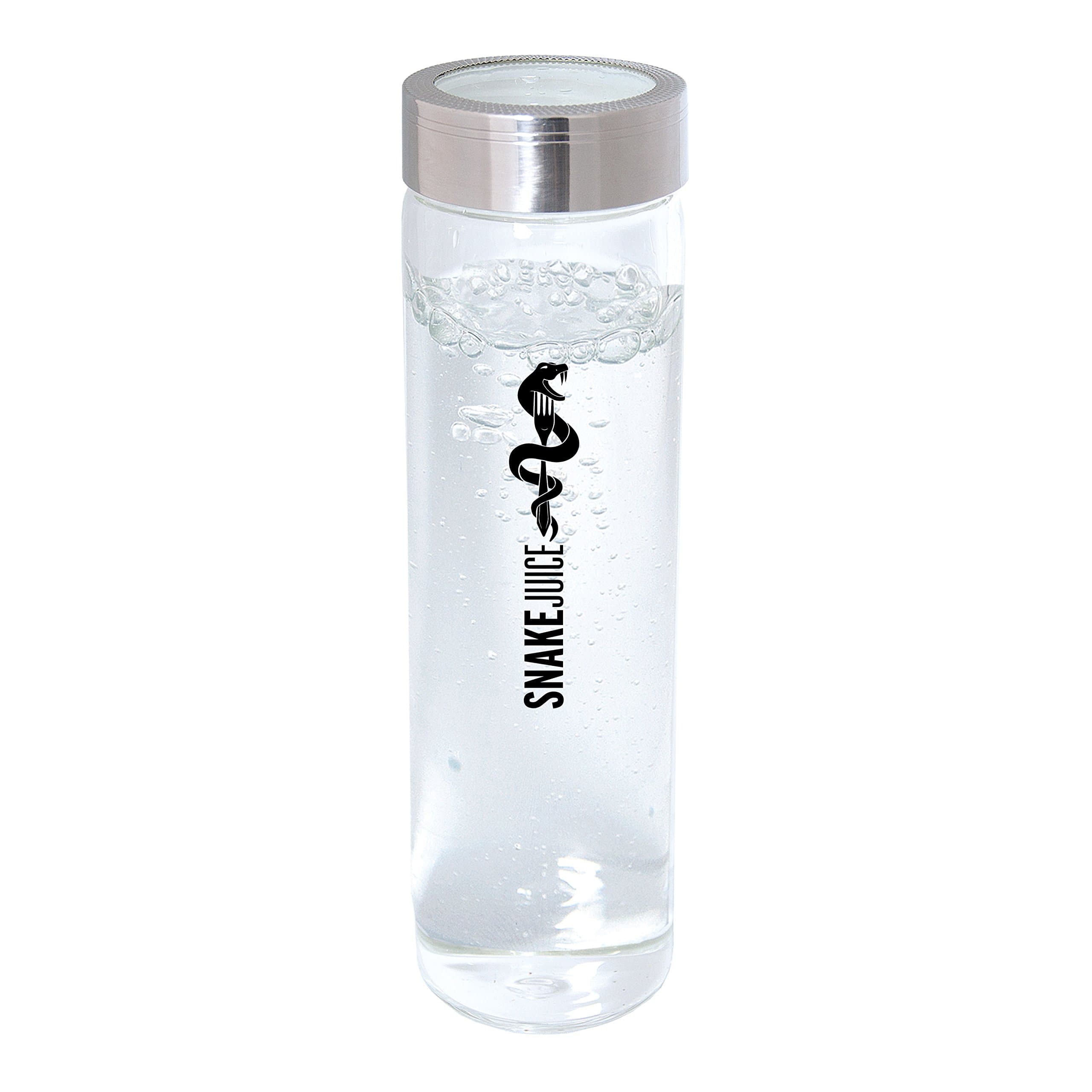Glass Water Bottle with Metal lid, 20 oz, Clear