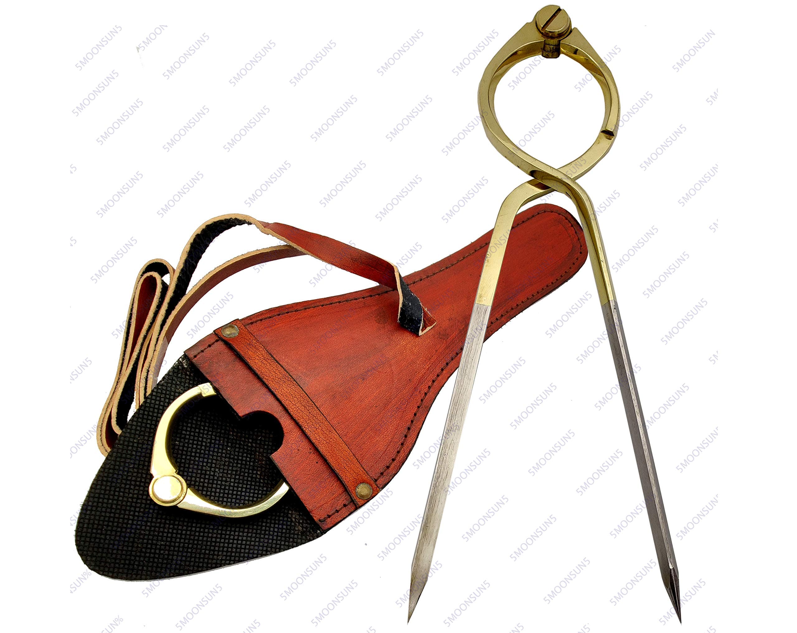 Sun & Moon Maximus Internationals Solid Brass Stainless steel points Proportional Divider Marine Navigation Compass With leather case (8 inch tip)