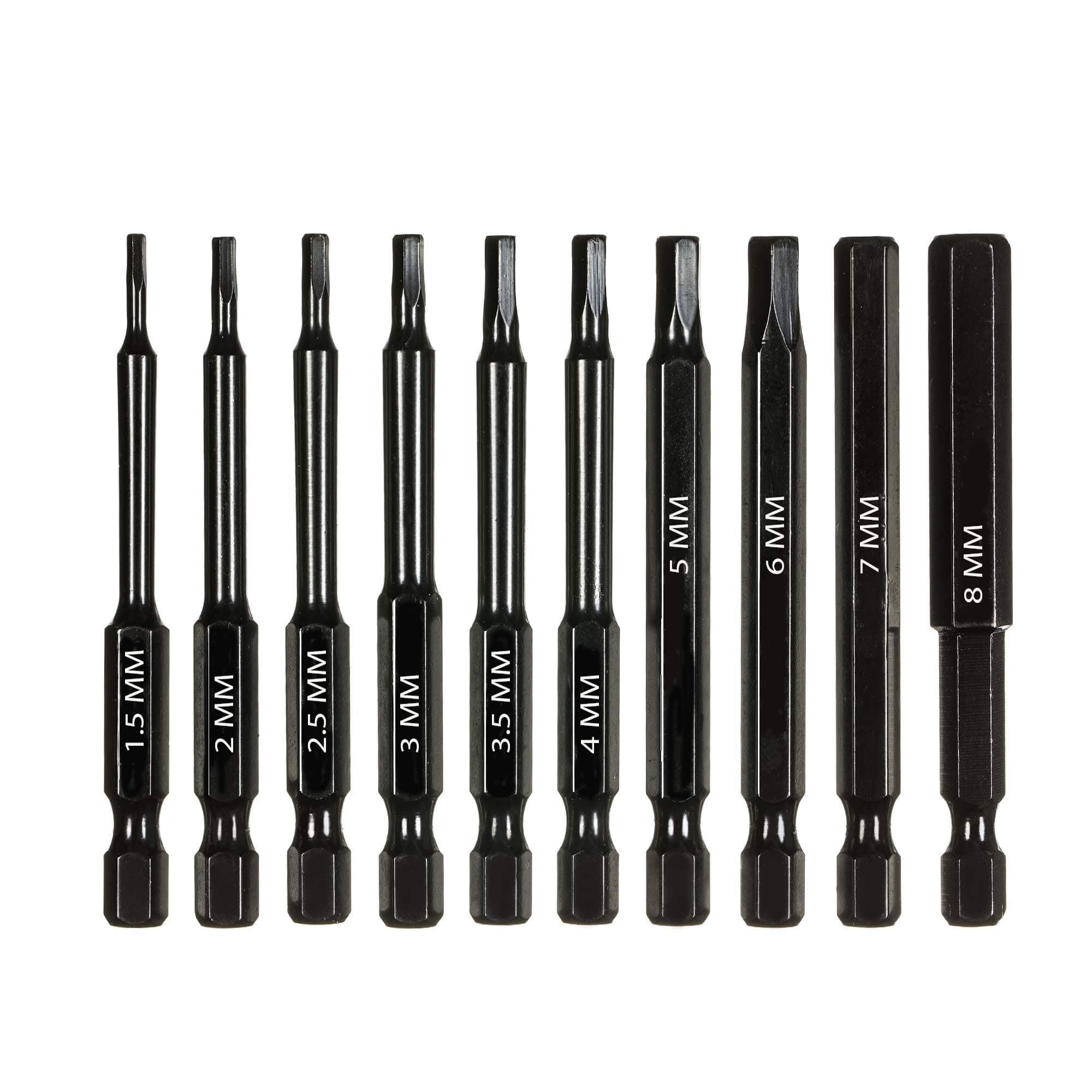 Hex Head Metric Drill Bit Set (10 Pack with Storage CASE) - Magnetic Tips - Quick Release Shank for Easy Attachment - Solid S2 Steel Alloy - 2.3inches Long - Perfect for IKEA Type Furniture