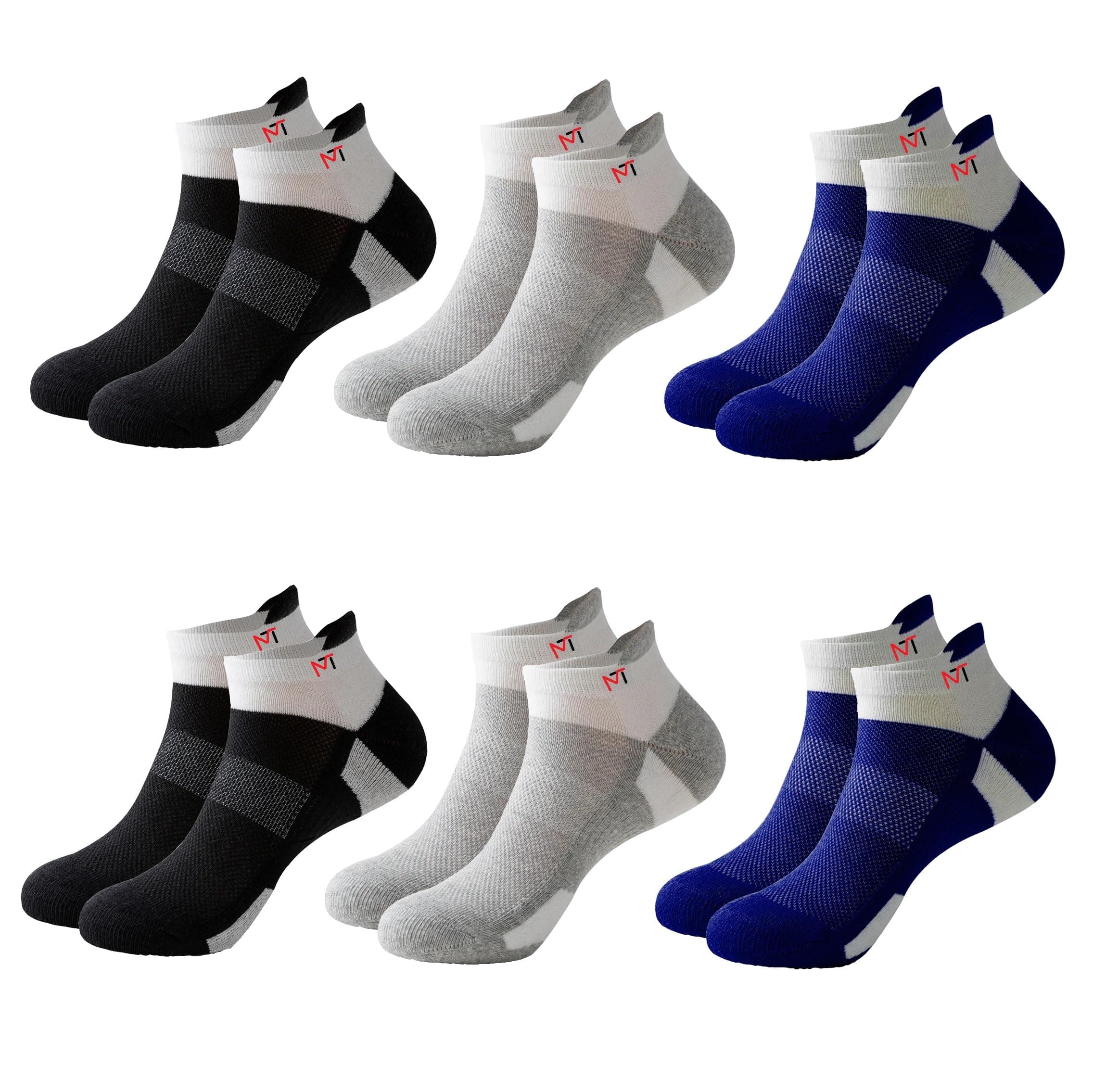 DEVICE OF MOBIT MOBITUSSIONMOBIT 6 Pairs Cotton Sports Socks for Men & Women,Ankle Length Odor Free (Unisex) Soft Padded Base Breathable Socks, Ideal for Casual Wear, Running, Gym Socks, Free Size