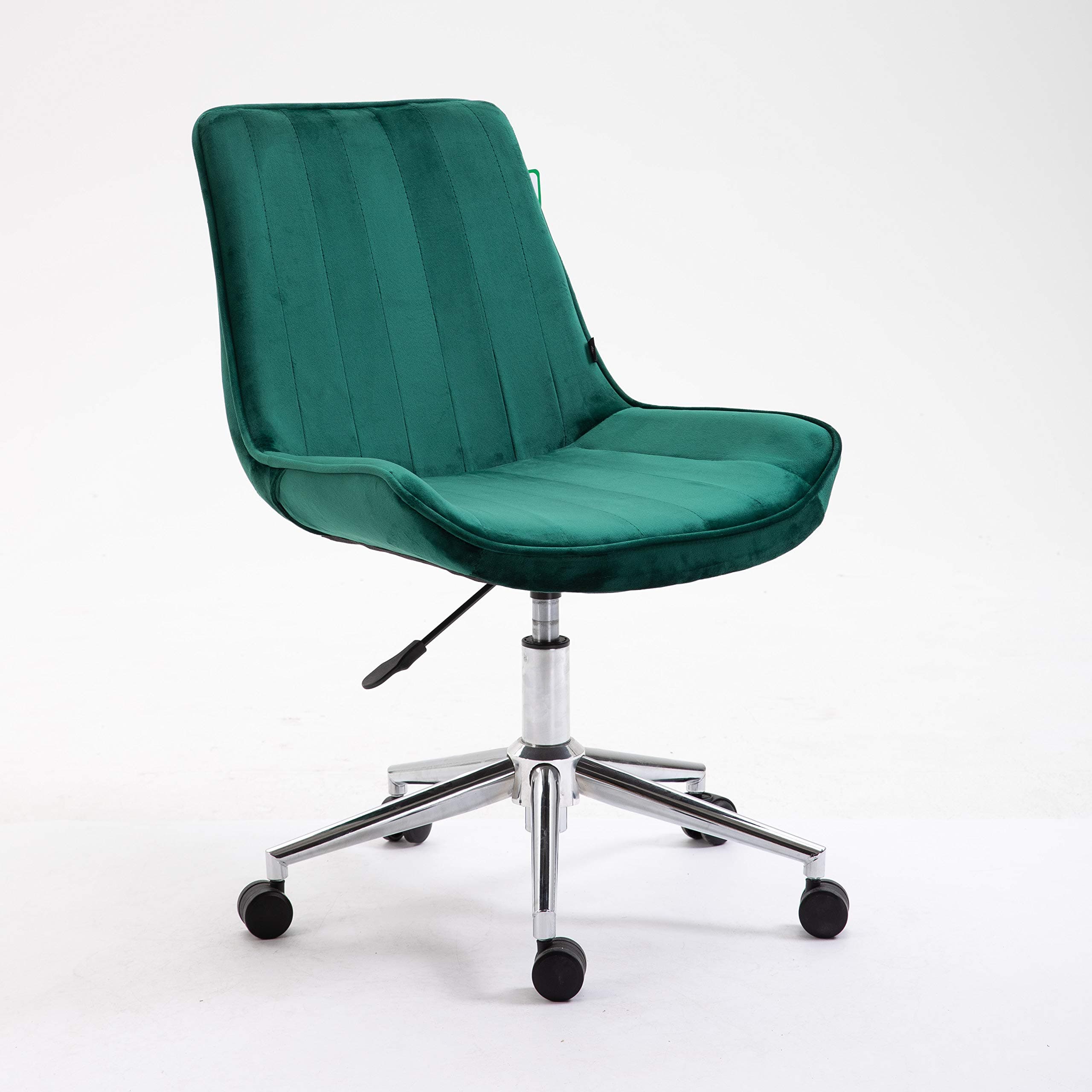 Cala Pine Green Colour Velvet Fabric Desk Chair Swivel Chair with Chrome Base