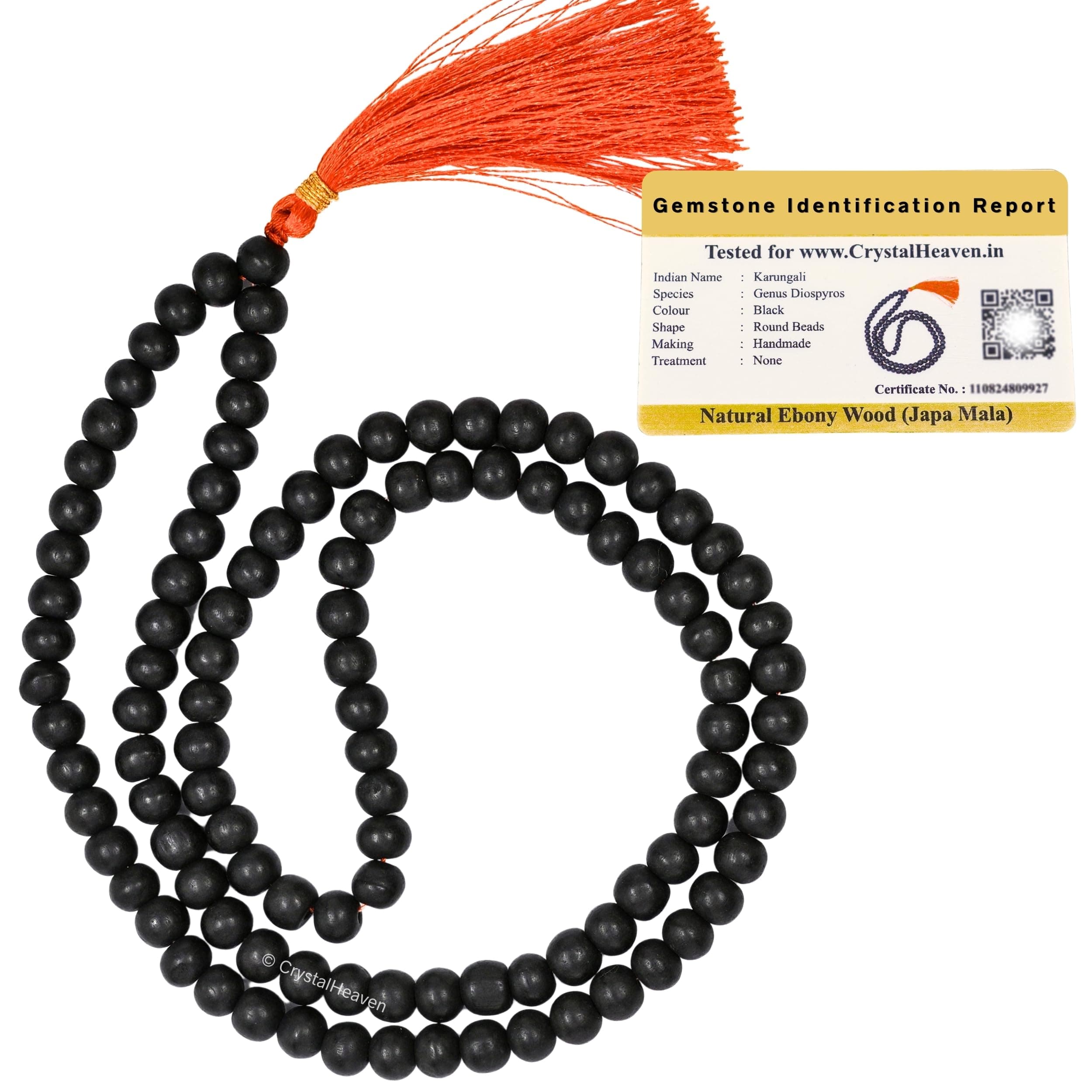 Karungali Malai Original - Black Ebony Wood Mala - Original and Natural Karukali Malai For Men Women Pooja Supplies (108 Mala for Jaap)