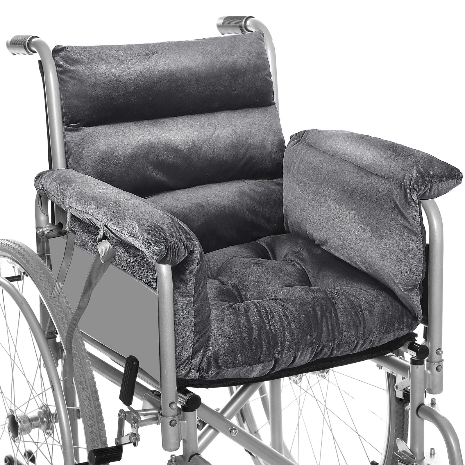 Suzile Wheelchair Cushion Wheelchair Seat Cushion with Strap Recliner Suitable for 18 Inches Armrest and Support for Senior(Dark Grey)