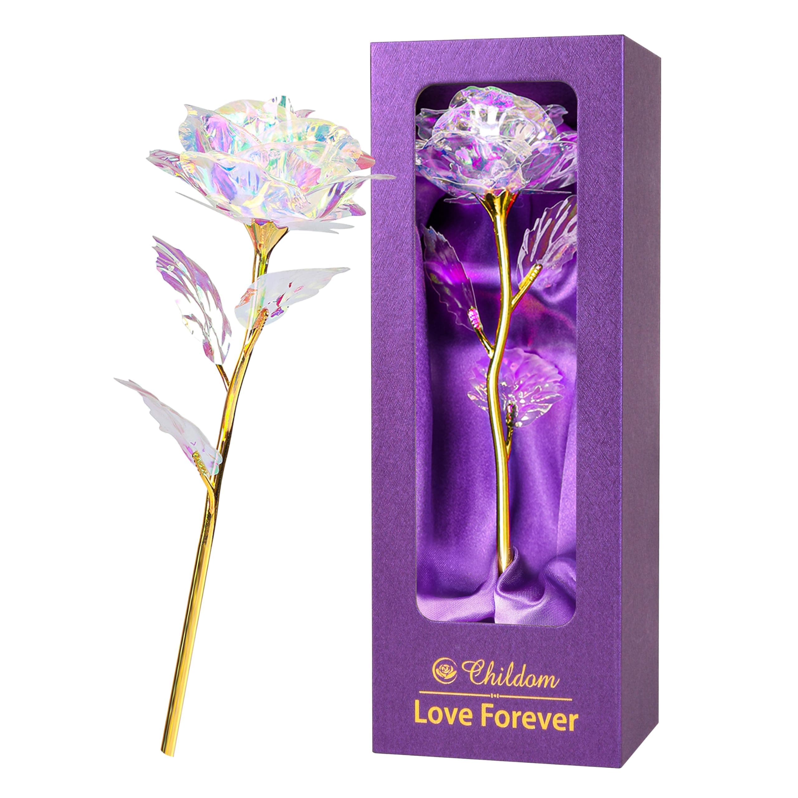 Childom Mothers Day Rose Gifts for Mom,Birthday Gifts for Women,Mothers Day Flowers Gifts for Mom from Daughter Son,Rainbow Artificial Flowers Gift for Wife,Grandma,Christmas,Valentines,Anniversary