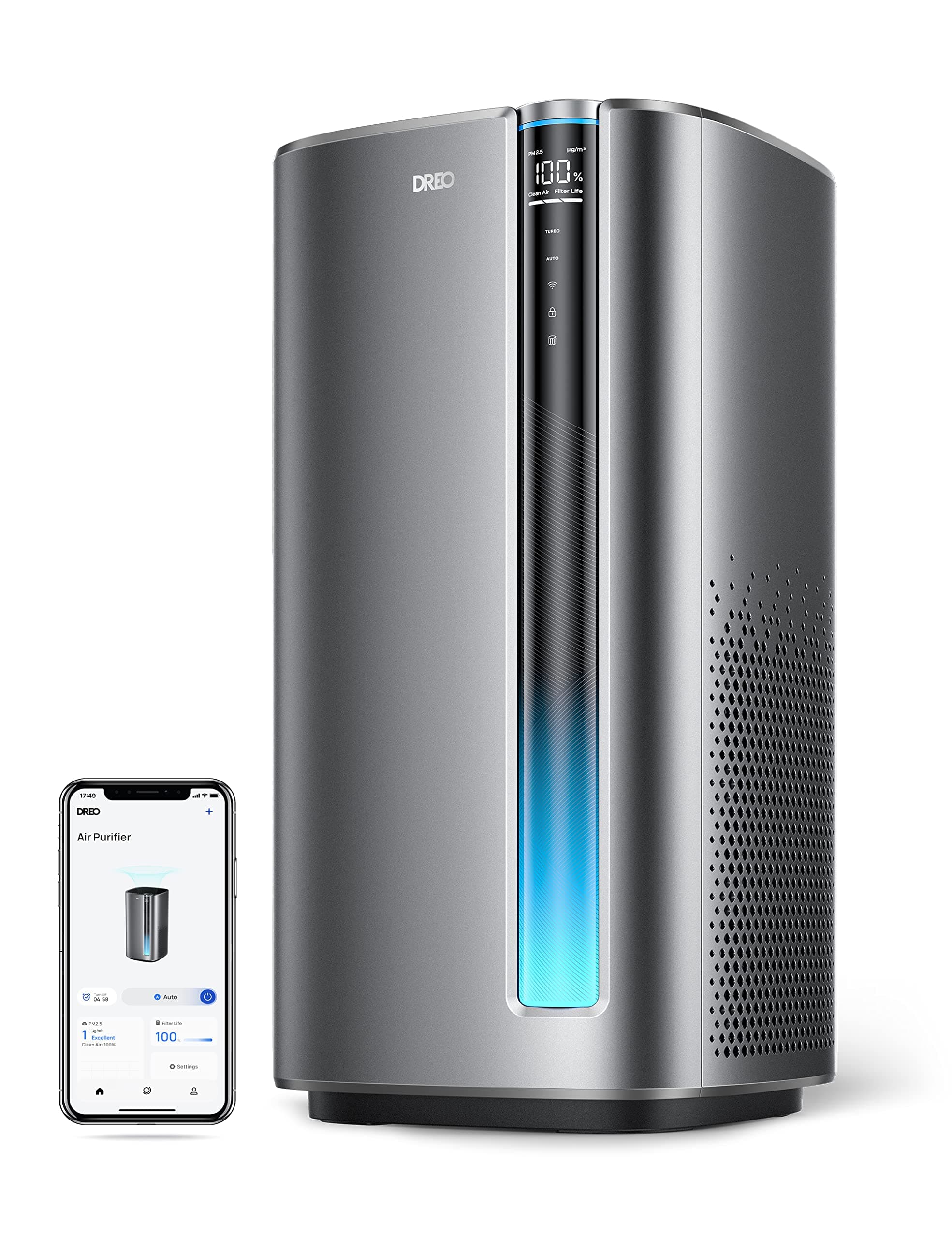 Air Purifiers for Home Large Room Bedroom, H13 True HEPA Filter Removes 99.985% of Pets Hair Particles Dust Smoke Pollen, PM2.5 Monitor, Auto Mode, Smart WiFi Voice Control, Works with Alexa