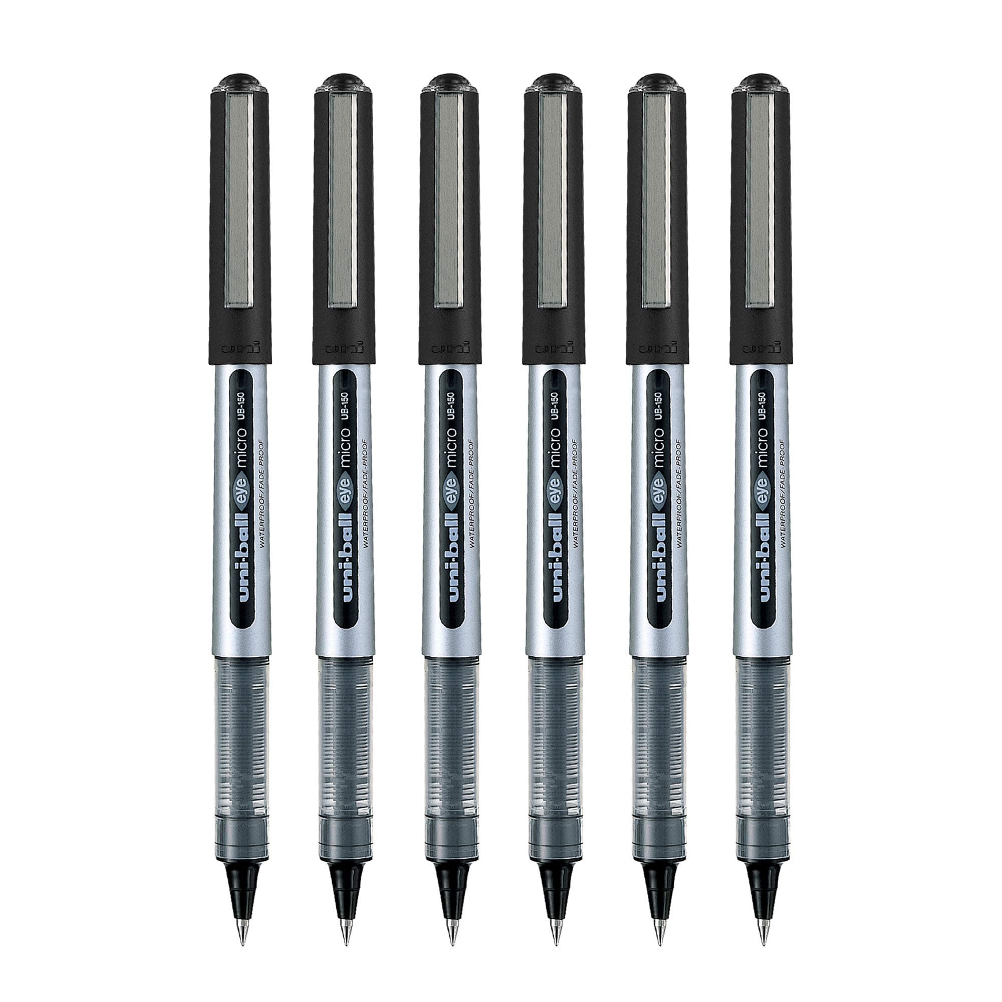 Uniball Eye UB150 0.5mm Roller Ball Pen | Black Ink, Pack of 6