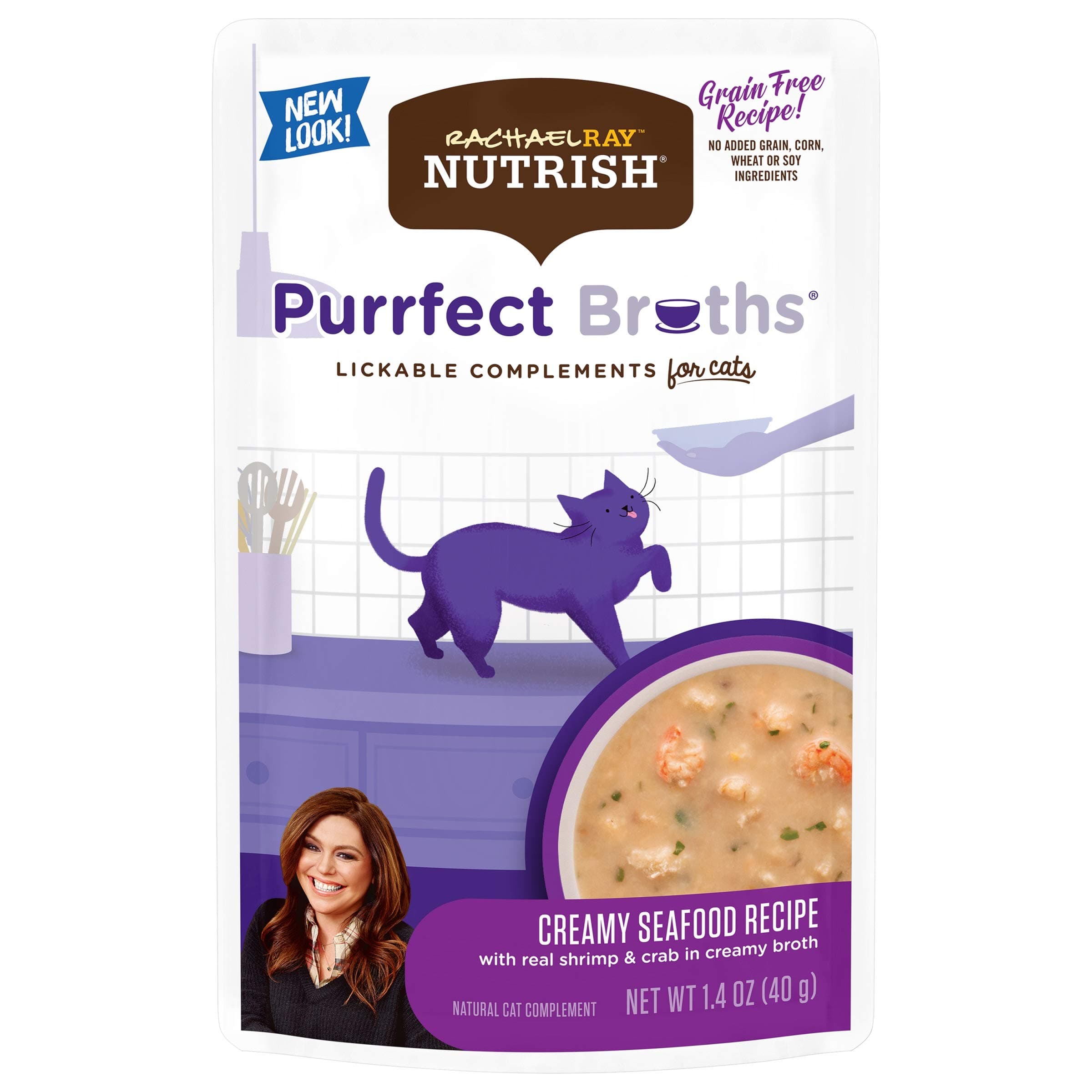 Rachael Ray Nutrish Purrfect Broths Wet Cat Food Complement, 1.4 Ounce Pouch (Pack of 24), Grain Free