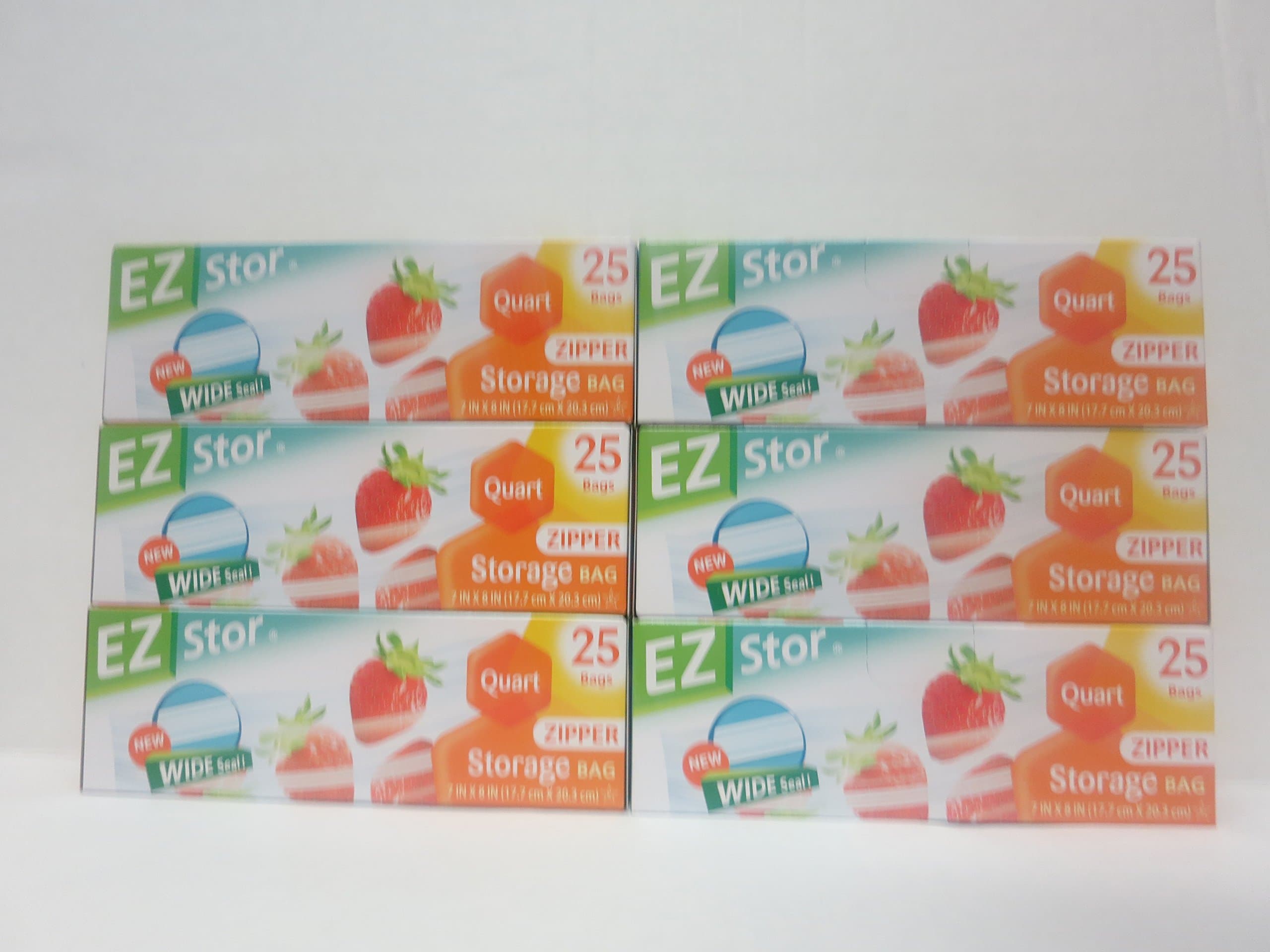 Zipper Seal 25 Quart Size Storage Plastic Bags- 6 Boxes- 150 Bags in Total!! - Great For Food Storage, Candy, Nuts, or Anything Else!! (6, 1 Quart)