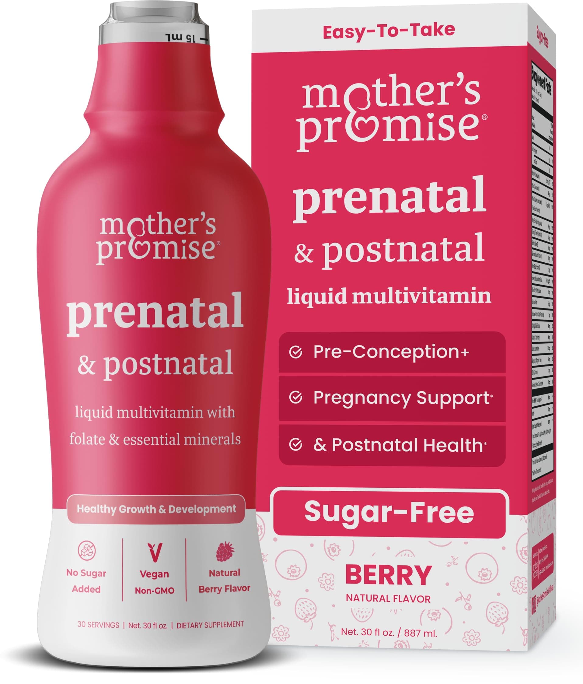 Prenatal & Postnatal Multivitamin for Women | Sugar Free Liquid Prenatal Vitamins for Women with Folate, Choline & Organic Fruits for Preconception, Pregnancy & Nursing | Vegan