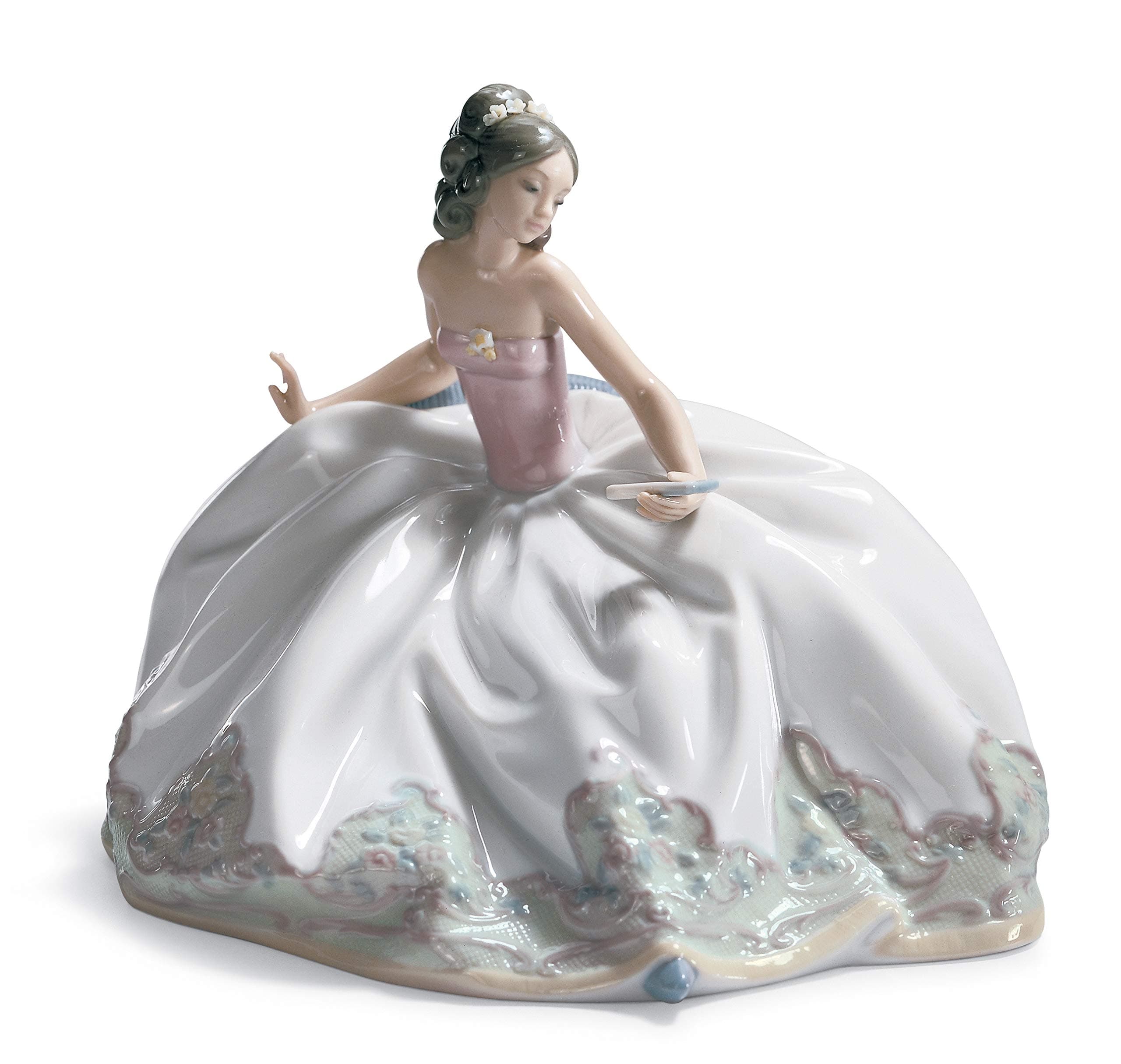 LLADRÓ Porcelain Women Figurine at The Ball. Decorative Porcelain Women Figurine.