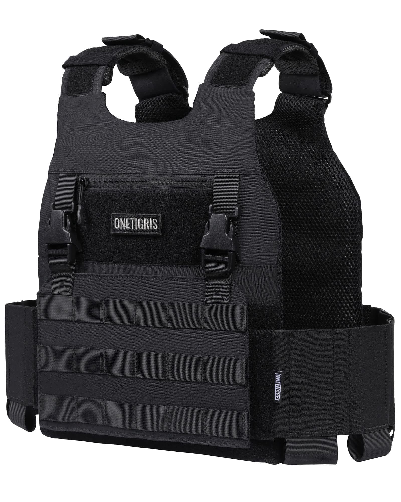 OneTigris Low Profile MOLLE Vest Adult with Hook and Loop Cummerbund, Side Elastic Holder Pockets Vest