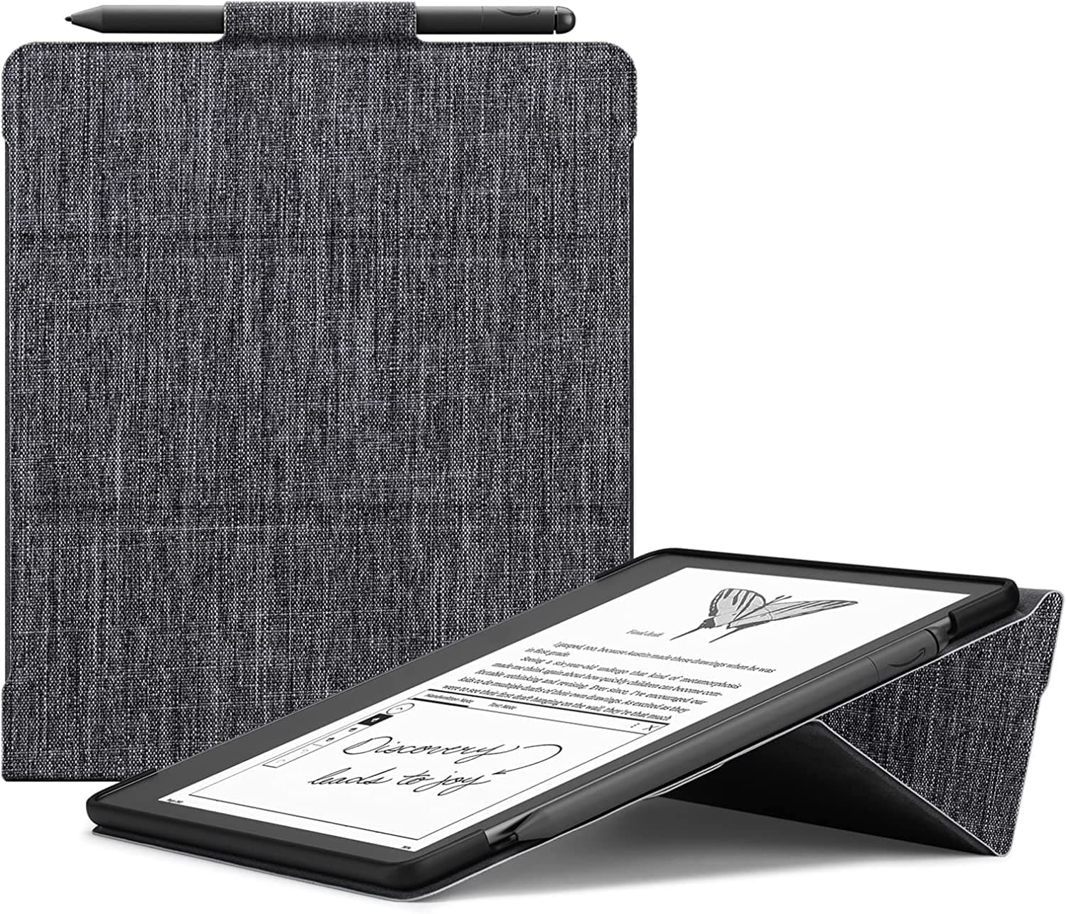 Stand Case for Kindle Scribe 10.2 Inch (2022 Released)/10.2'' DASUNG/Obook Ereader - Premium Durable Fabric Auto Sleep/Wake Cover with Pen Holder, Grey