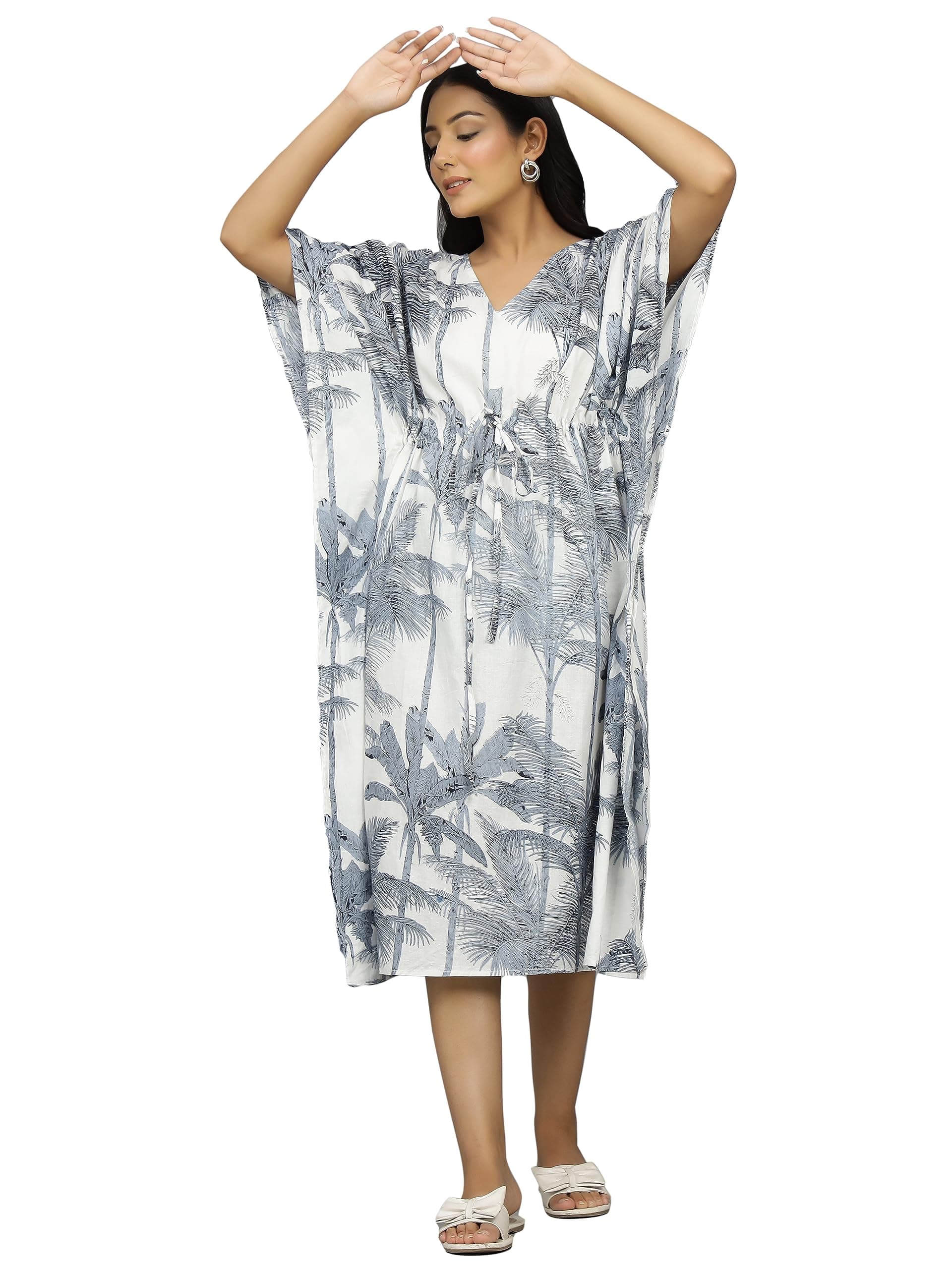 Ravaiyaa - Attitude is everything Women Cotton Printed Kaftan | Printed Beachwear Summer Kaftan Dress | Shoulder Strap Designer Kaftan Kurti | Kimono Sleeves Kaftan | Latest Stylish Casual Kaftan for