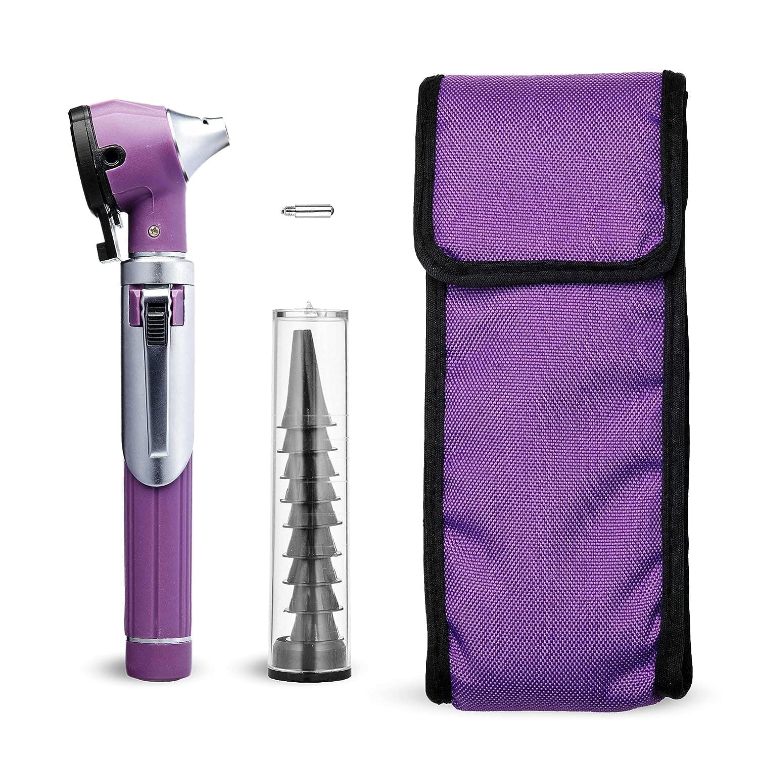 Pocket Size Fiber Optic Mini Otoscope Earscope (5 Colors) Portable LED Ear Light Exam Kit Fiber Optic Scope, Ear Inspection Tools - Made for Students, Nurses & Home Use (Purple Color)