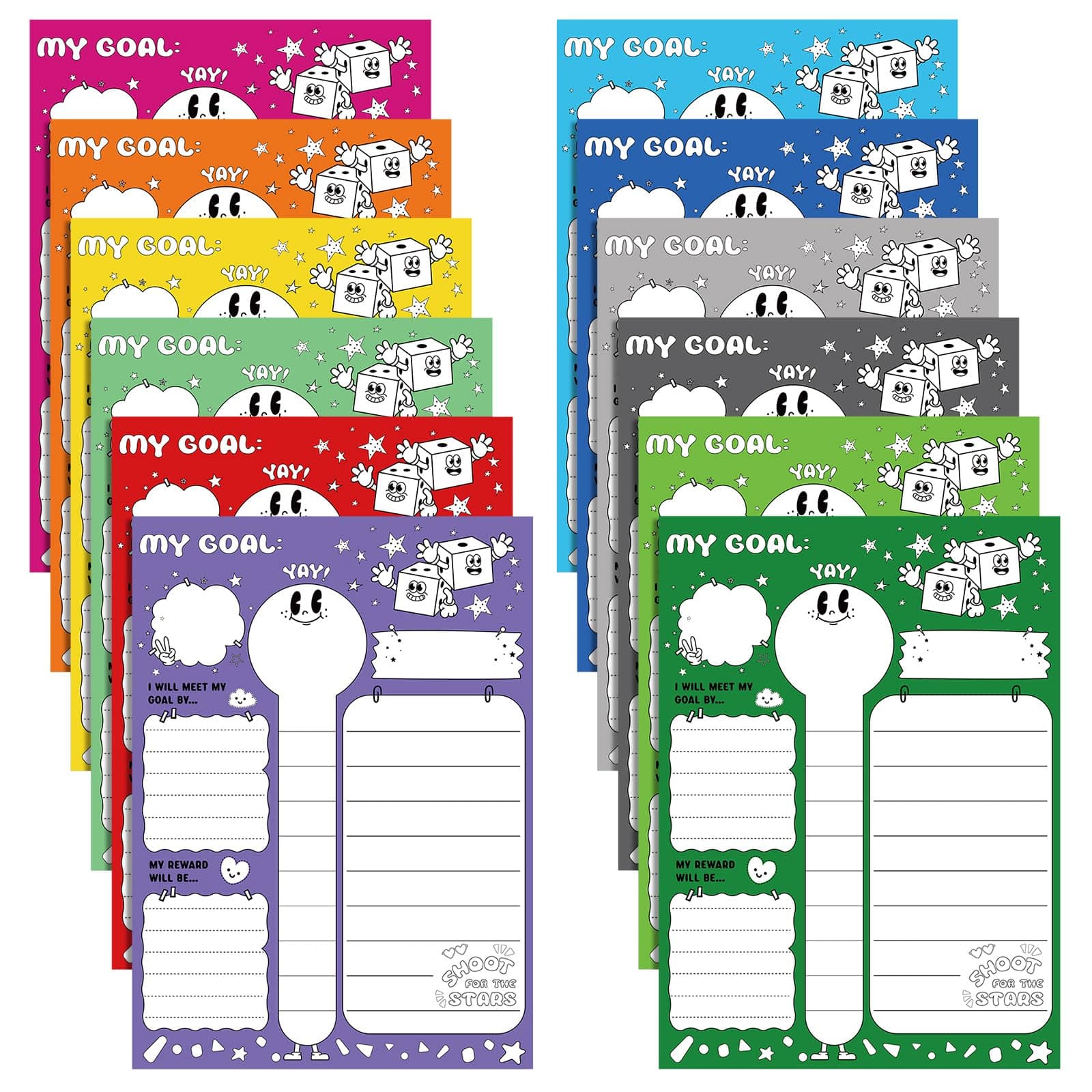 12 Pcs Fundraising Thermometer Chart Goal Tracker Stickers 16 x 22 Inch Goal Setting Stickers Goals Board Self-Adhesive Thermometer Sticker for Wall Home Classrooms Supplies