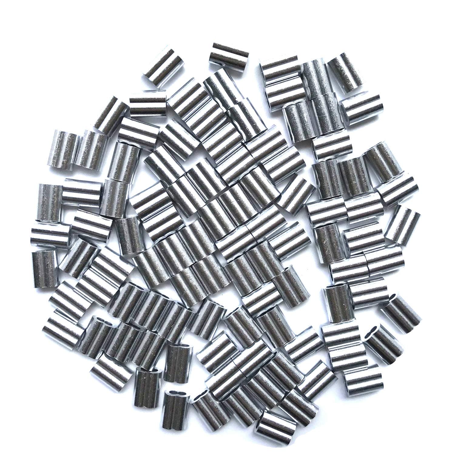 100PCS Aluminum Crimping Loop Sleeve for 1/8 Inches Diameter Wire Rope and Cable