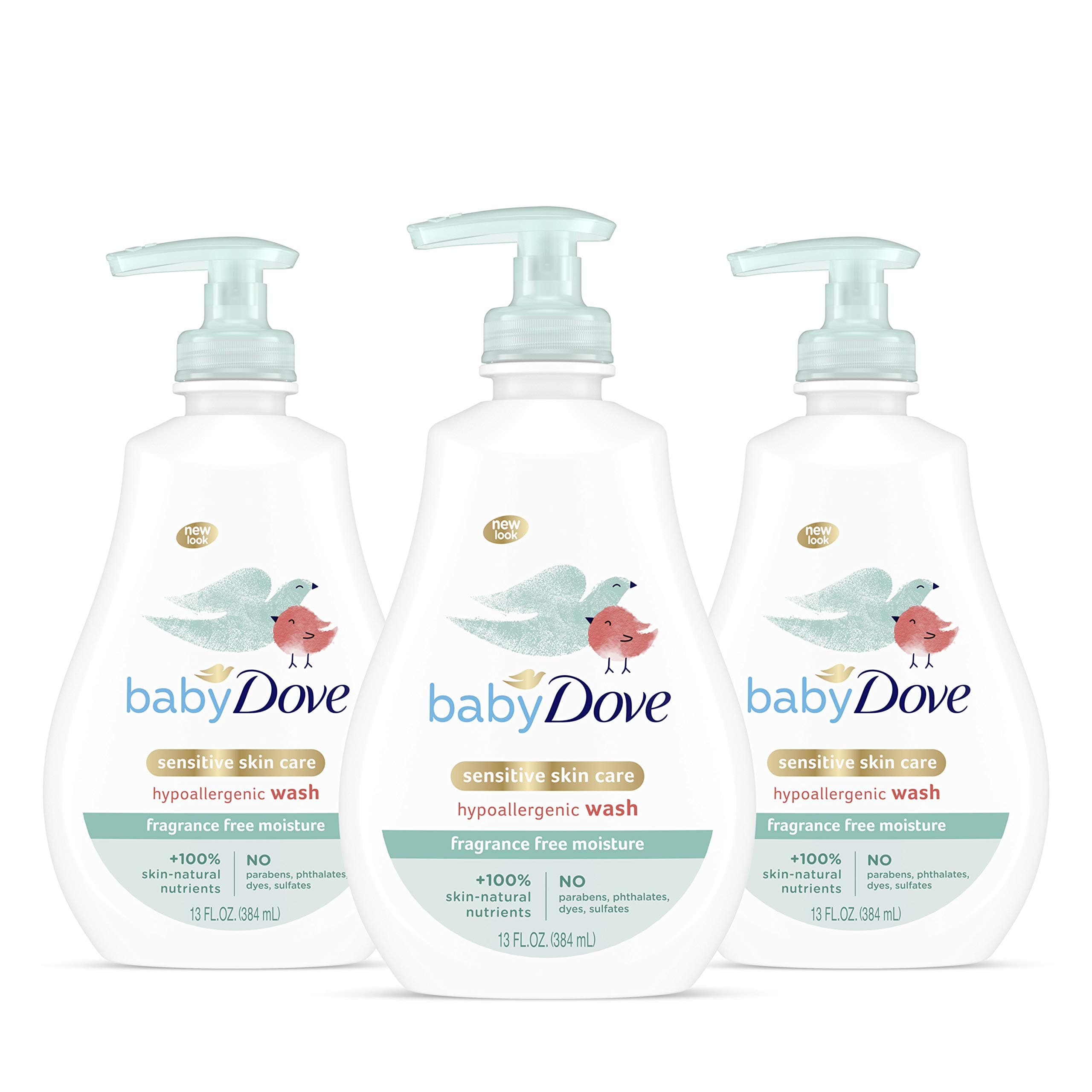 Tip to Toe Baby Body Wash For Baby's Sensitive Skin Sensitive Moisture Washes Away Bacteria, Fragrance-Free and Hypoallergenic Baby Soap, 13 Fl Oz (Pack of 3)