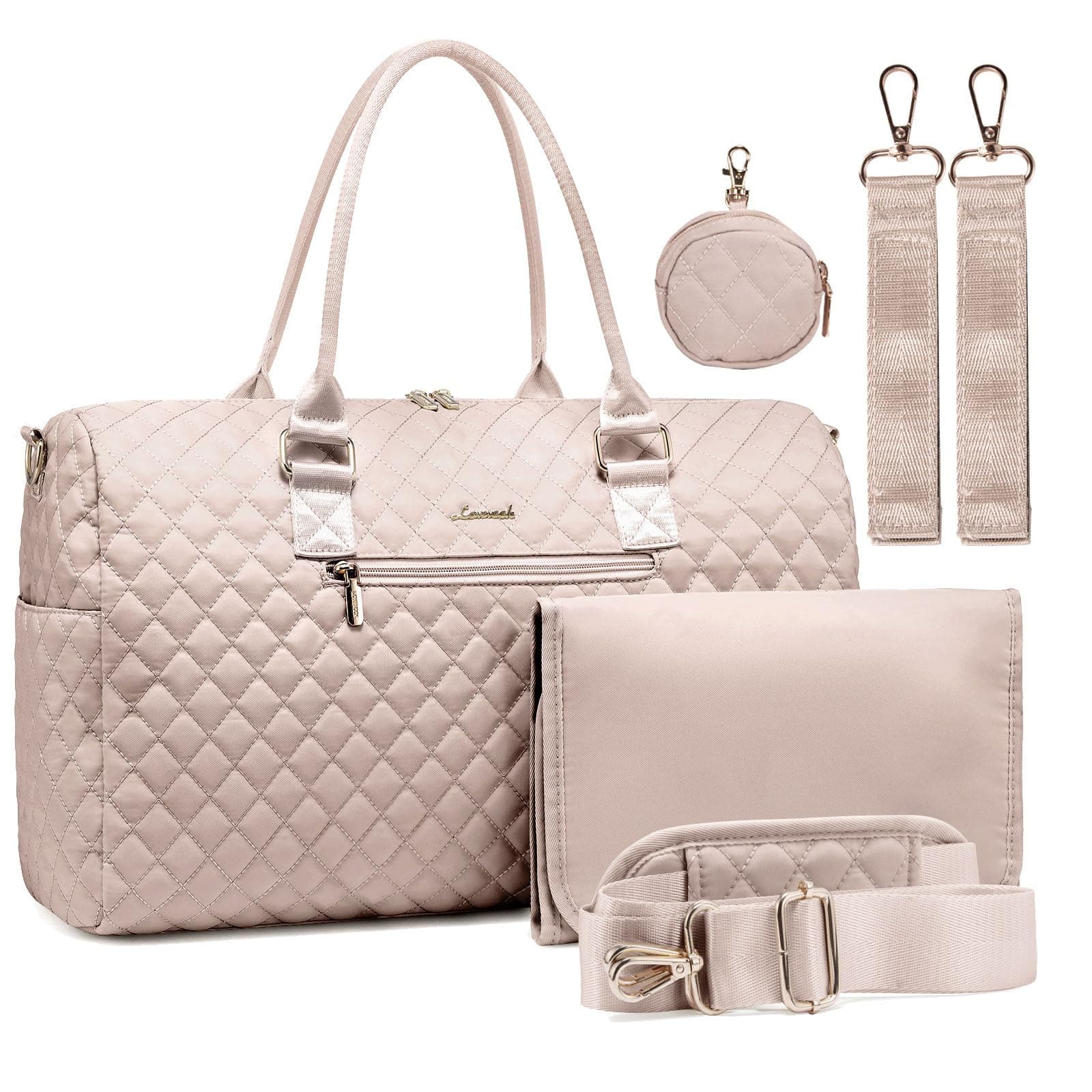 LOVEVOOK Diaper Bag Tote with Pacifier Case and Changing Pad, Large Capacity Mommy Bag for Hospital and Weekender Travel, Functional Baby Bag Newborn Baby Essential