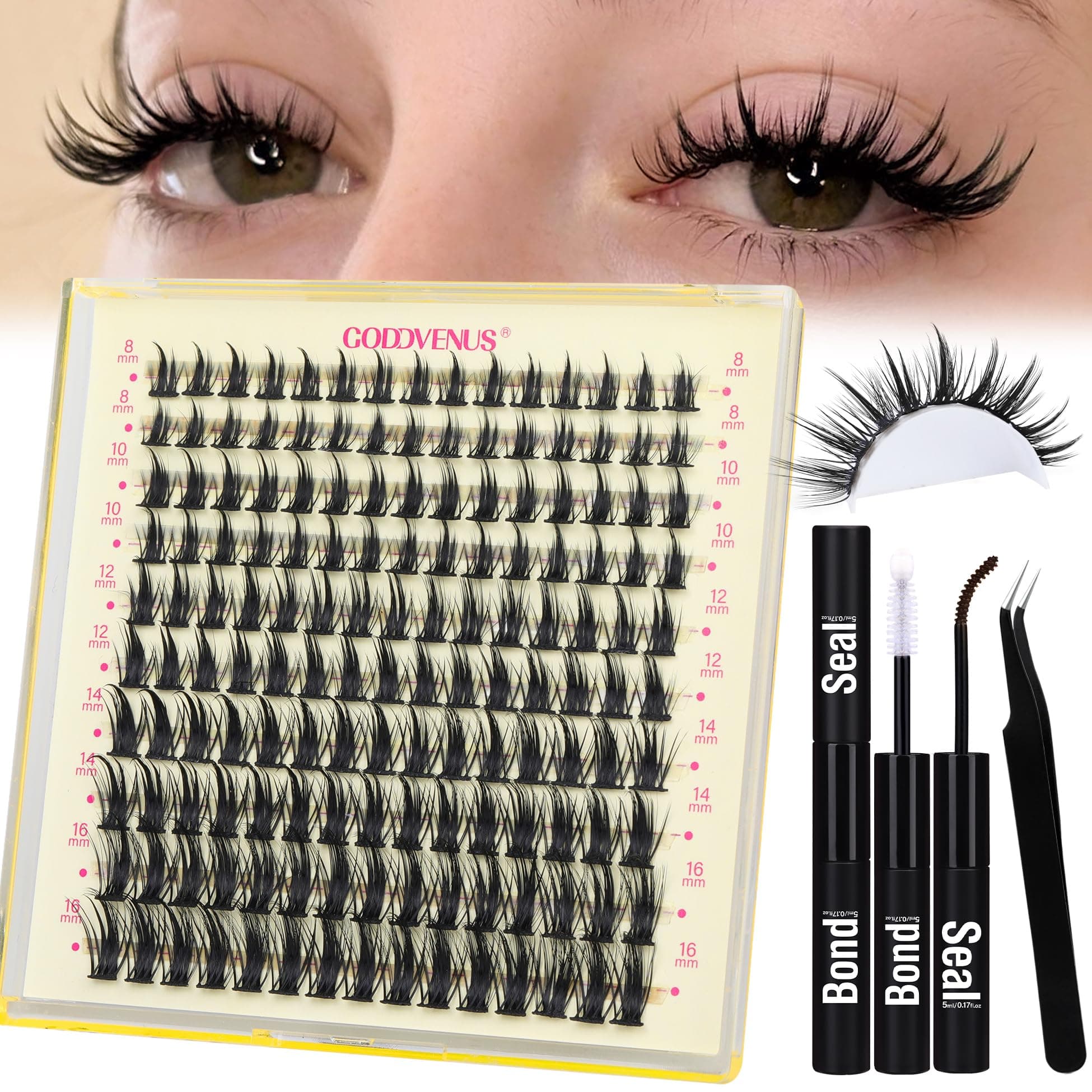 Manga Individual Eyelashes Kit Natural Cluster Lashes Kit Wispy Lash Clusters Anime Eyelash Clusters Japanese Style Lashes Individual Cluster DIY Eyelash Extensions Kit (8-16mm D Curl)