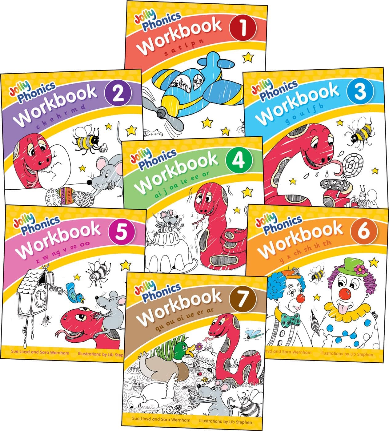 Jolly Phonics Workbooks 1-7: in Precursive Letters (British English edition)
