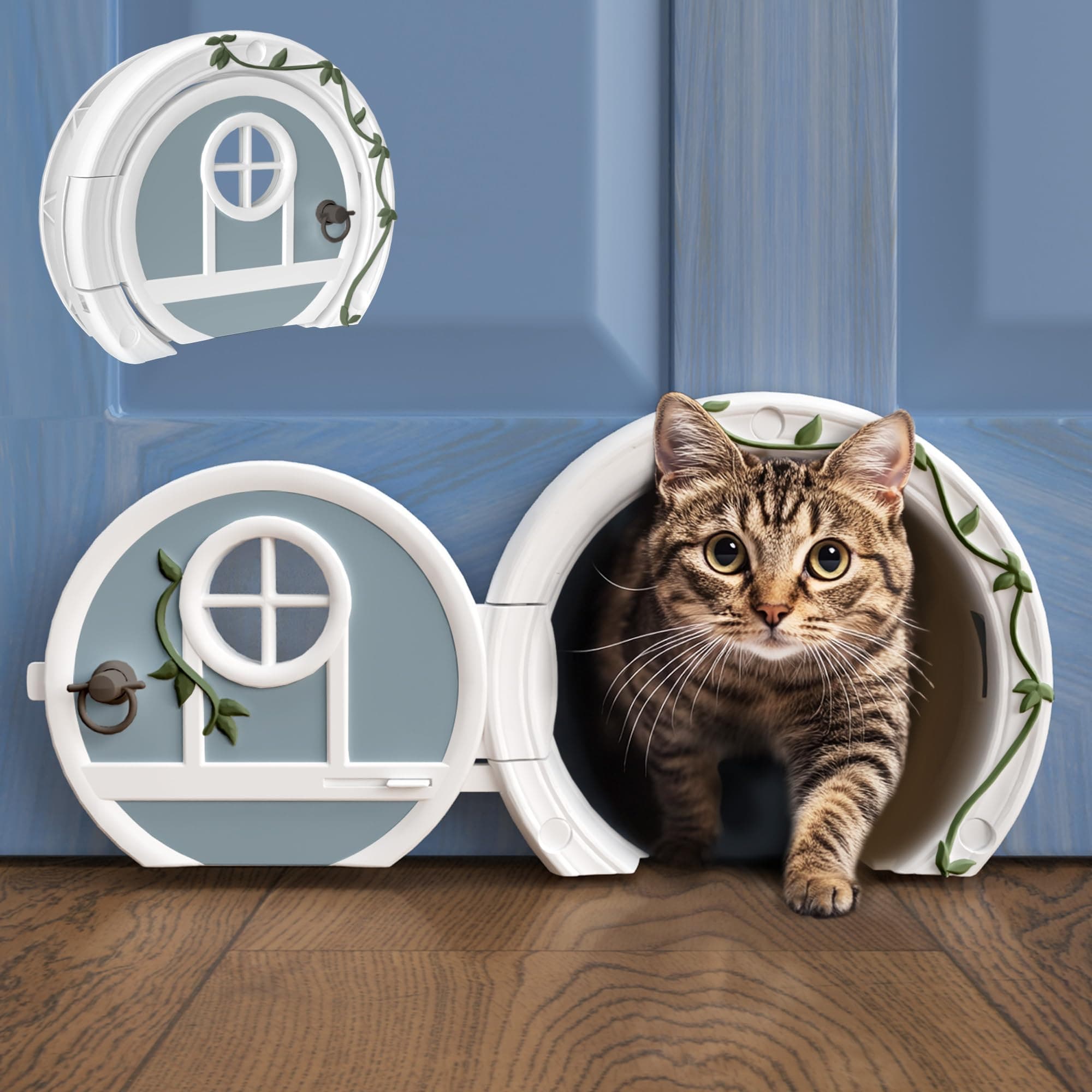 Gnome® Door Cat Door for Interior Doors - Stylish & Functional with No Flap, Lockable, and Easy Installation, Spacious Large Kitty Door for Cats Up to 20 lbs, Private and Comfortable Pet Door