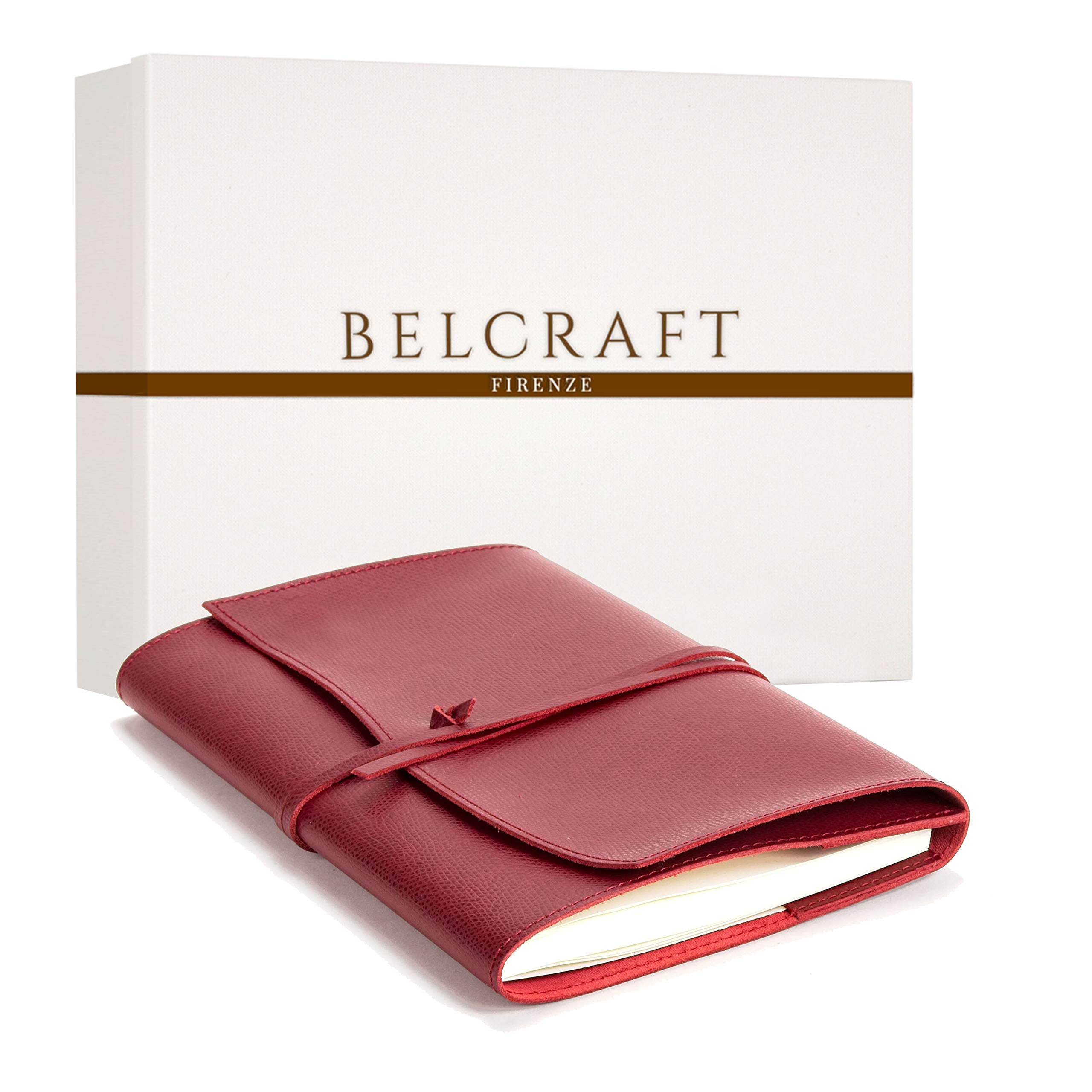 Portofino Refillable Leather Bound Journal, Made in Italy, Writing Notebook, Memory Book, Travel Diary & Notepad, Gift Idea for Man & Woman, Including Special Gift Box (12x17 cm) Red