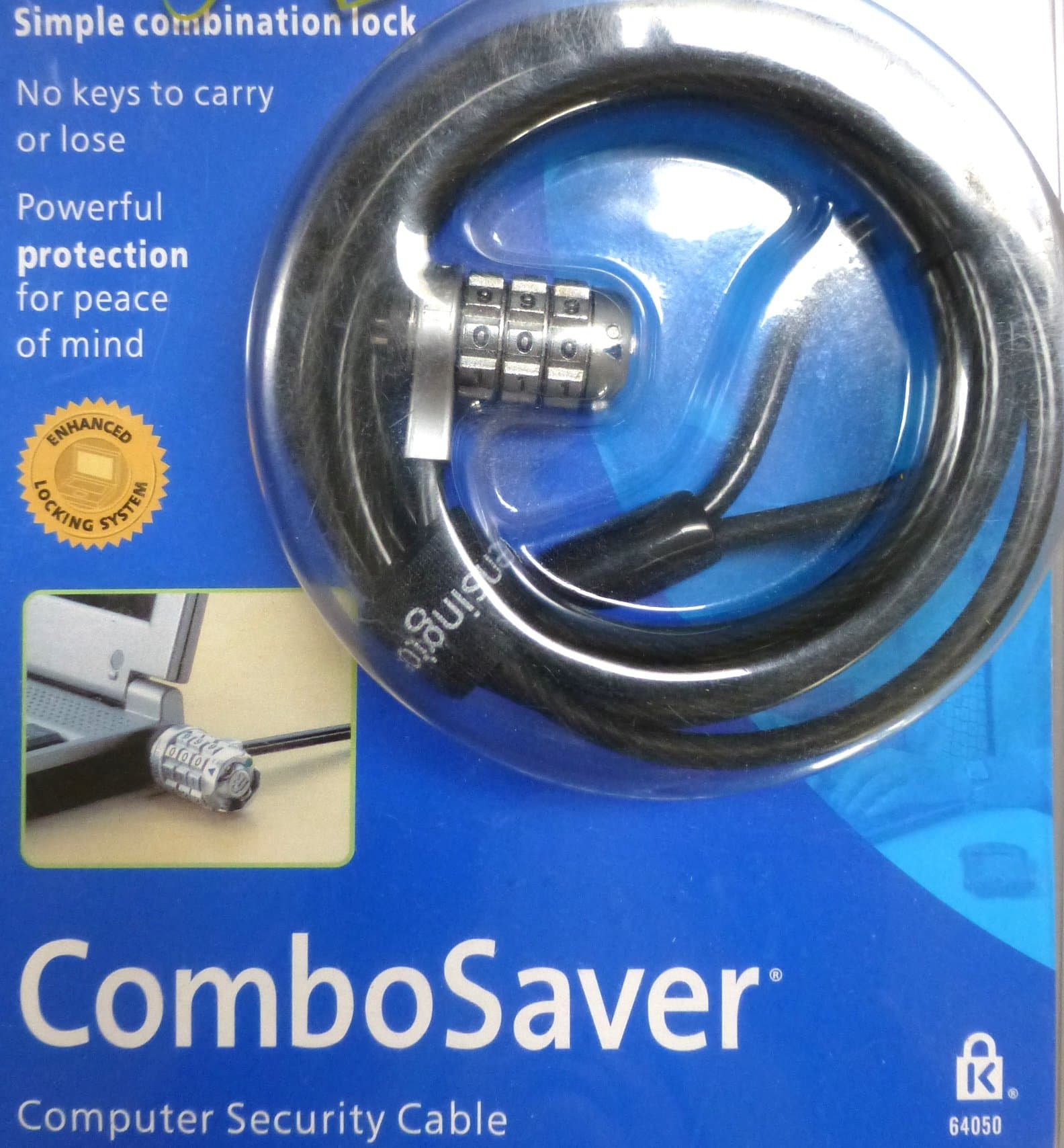 Kensington 64050 ComboSaver Notebook Lock and Security Cable (PC/Mac)