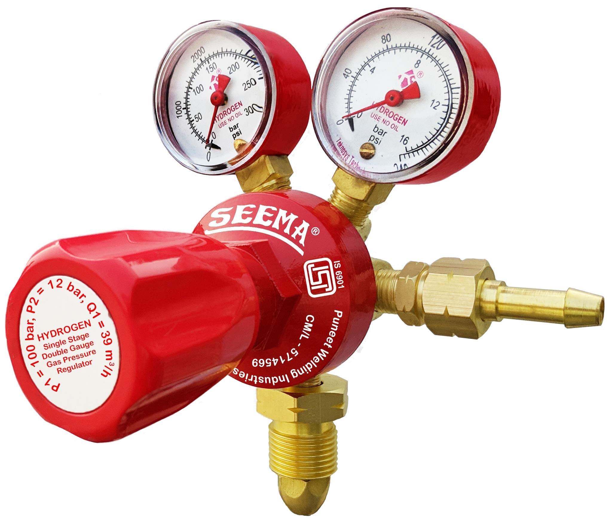 SEEMA® Single Stage Hydrogen Gas Pressure Regulator (ISI Certified)