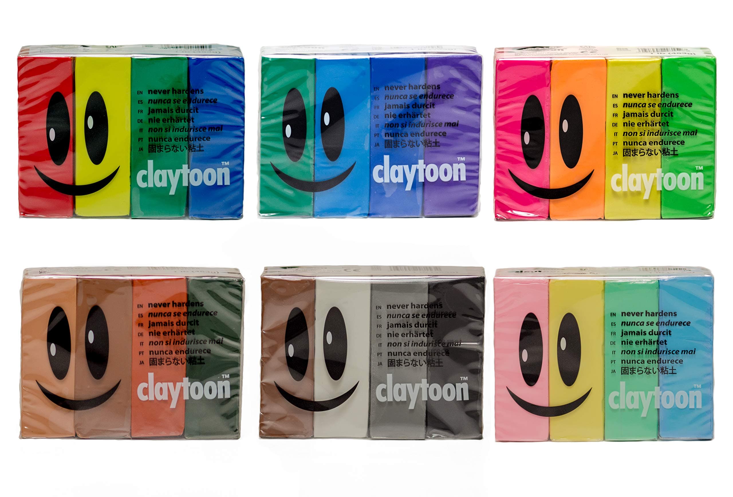 Van Aken International - VA18907 - Claytoon Modeling Clay Set - 24-Assorted Colors - 4 Oz Bars