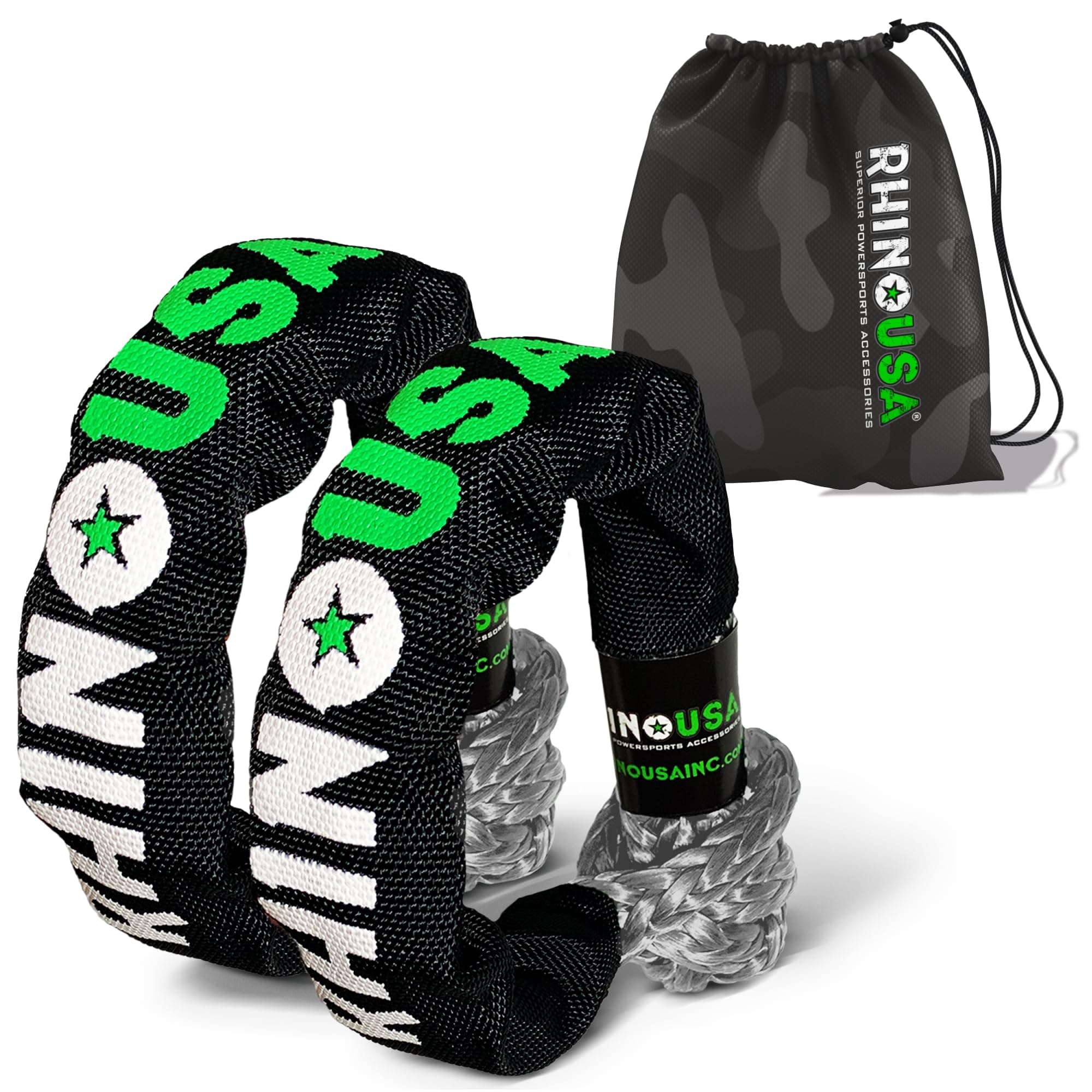 Rhino USA Synthetic Soft Shackle Rope (2 Pack) - 1/2" x 22" (44 lbs Minimum Breaking Strength) Off-Road Soft Shackle Recovery Kit for Trucks, UTVs, ATVs - For Jeep, Toyota, Ford and More!