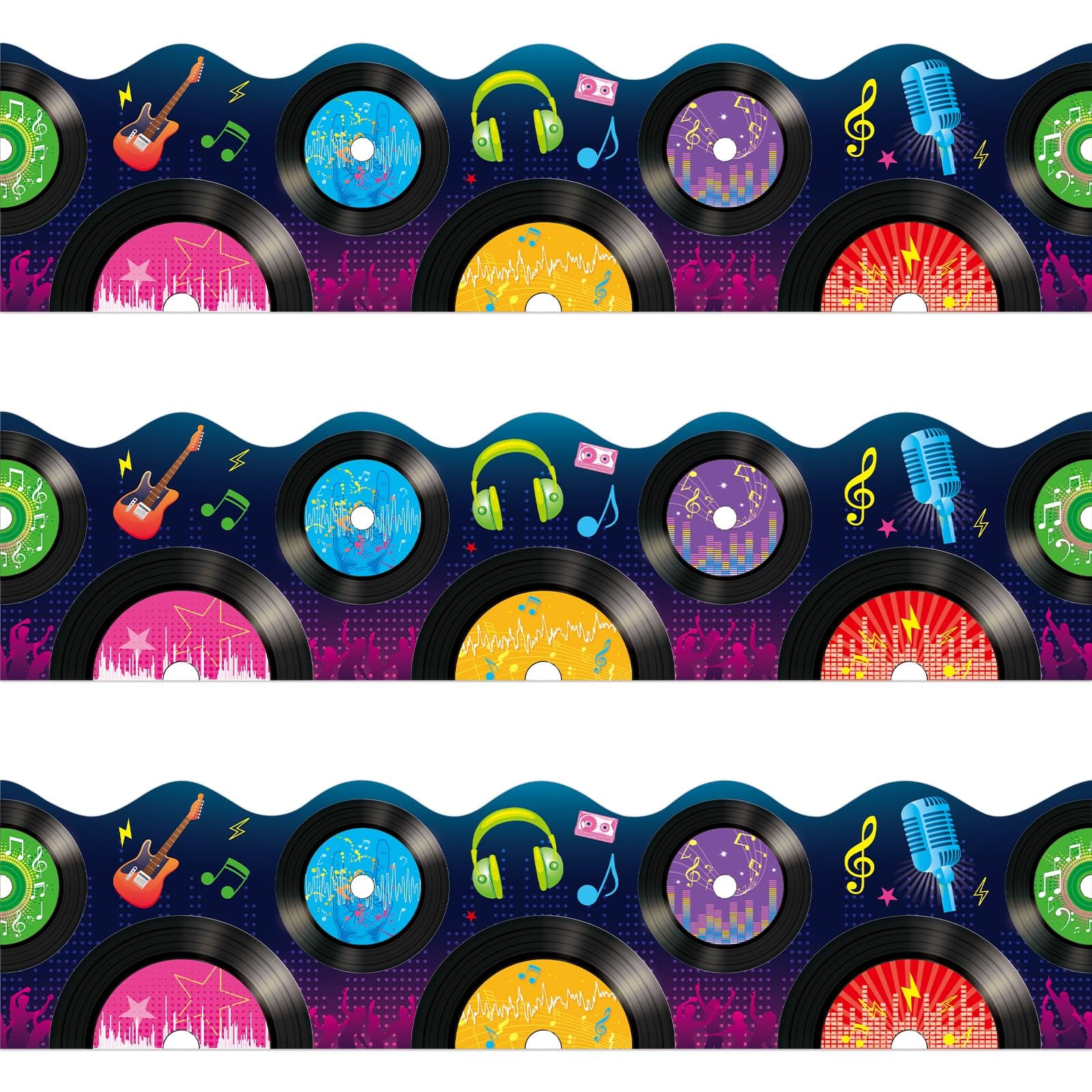 64 Feet Music Bulletin Board Borders Music Record Borders for Musical Classroom Décor Record Party Decorations