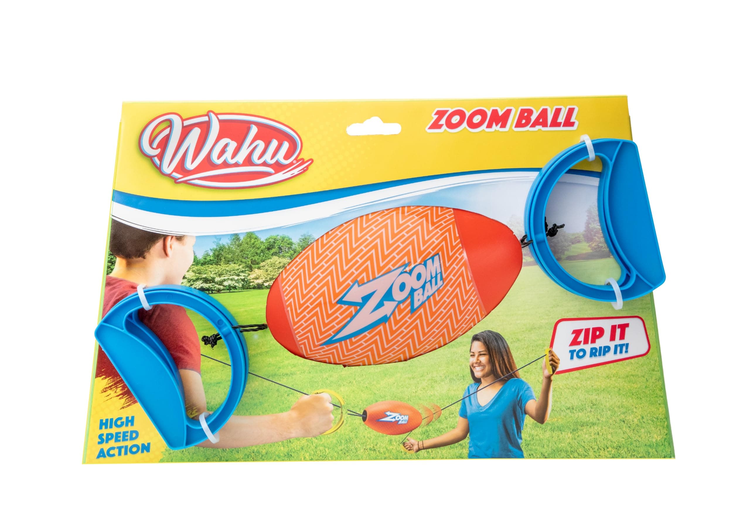 WAHU Zip it to Rip it Zoom Ball Game with 7" Ball and 2 Handles, Outdoor Zip Ball Game for 2 Players Ages 8+, Multicolor