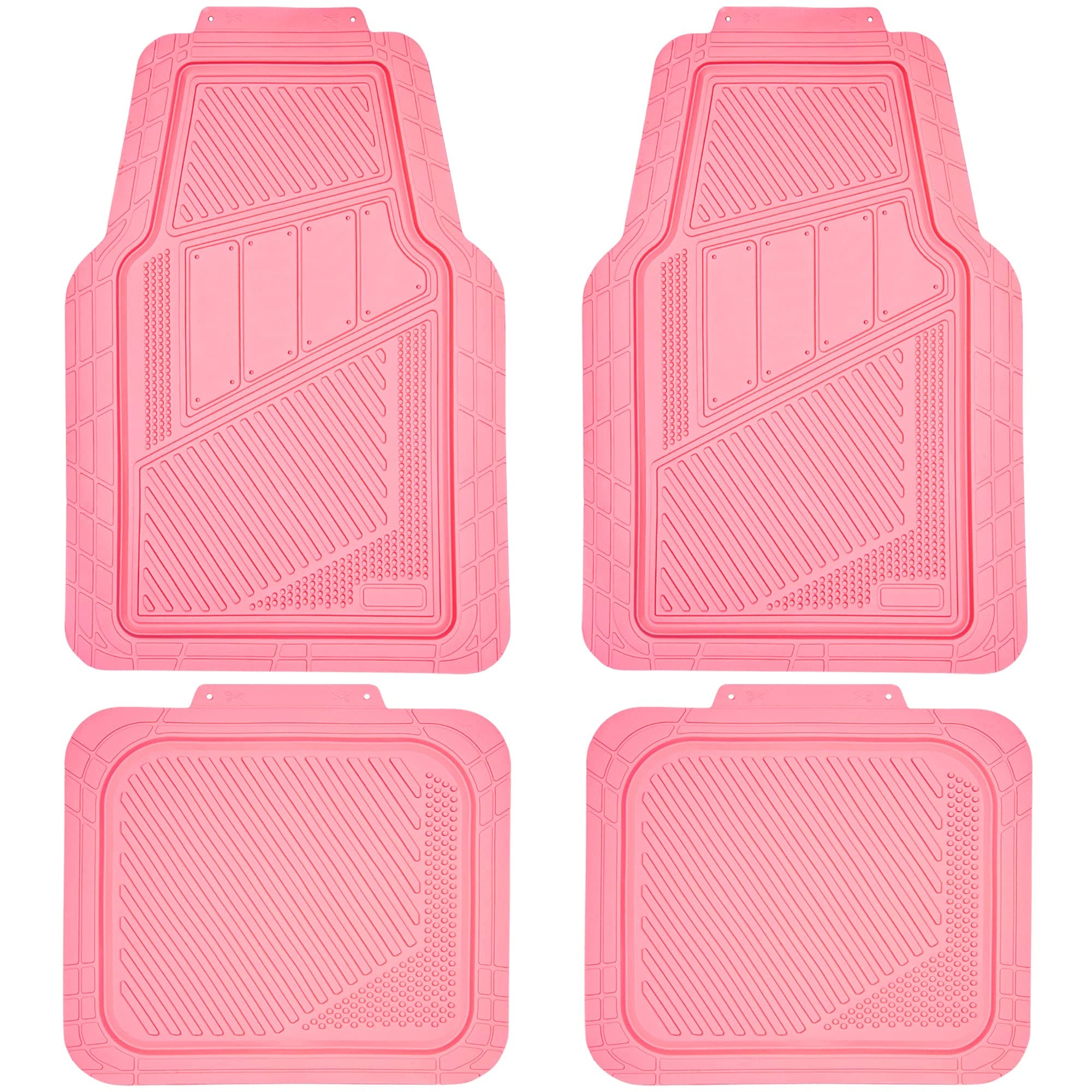 CAR PASS Heavy Duty Rubber Floor Mats Pink 4-Piece Car Mat Set, Universal Waterproof for SUV Truck, Durable All-Weather Mats, Car Mats for Women Girly(All Pink)