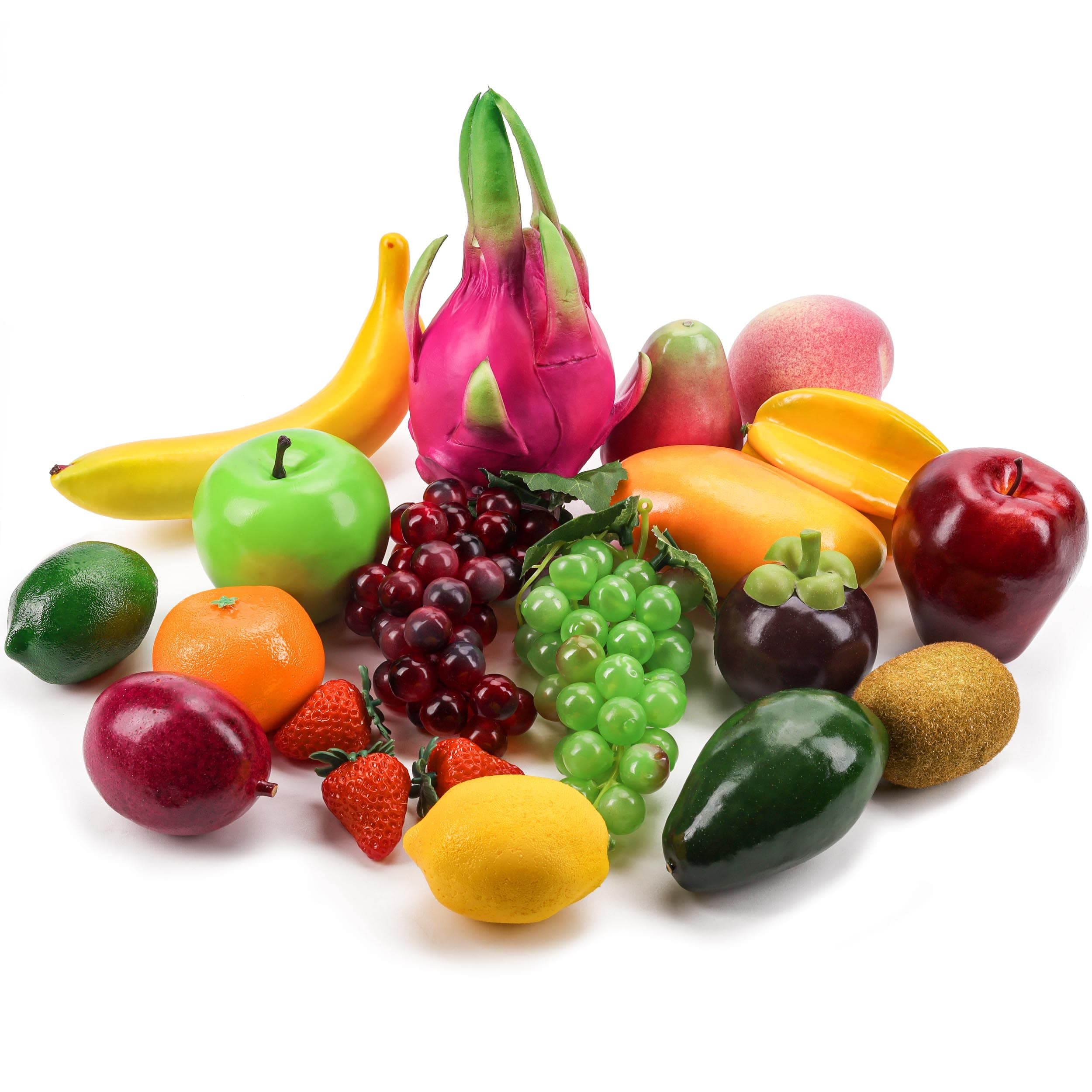 Toopify 20 Pcs Artificial Fruits Pack, Fake Fruits for Home Decor, Simulation Fruit Set, Party Chirstmas Decortion(Strawberry,Kiwi...)