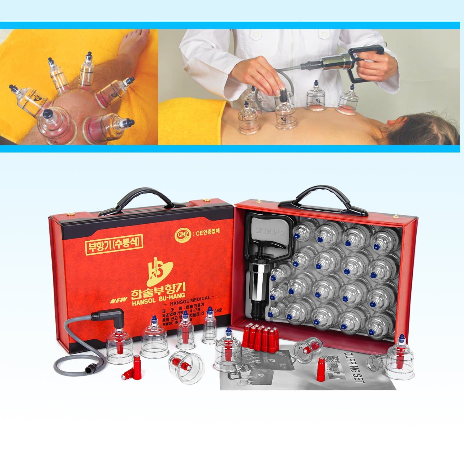 High quality cupping set, 19 pieces, Hansol cupping vacuum bell