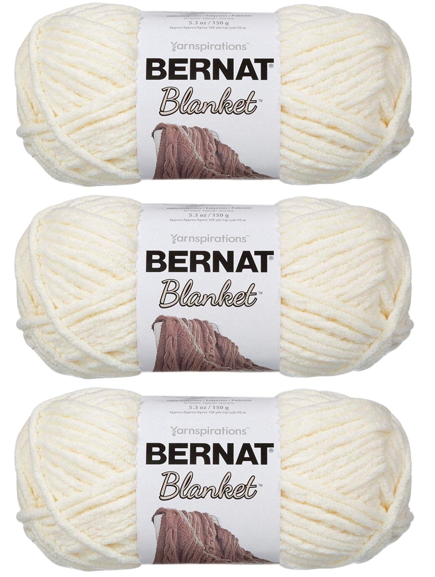 Bulk Buy: Bernat Blanket Yarn (3-Pack) Super Bulky #6 5.3 Ounce 108 Yards Per Skein (Vintage White)