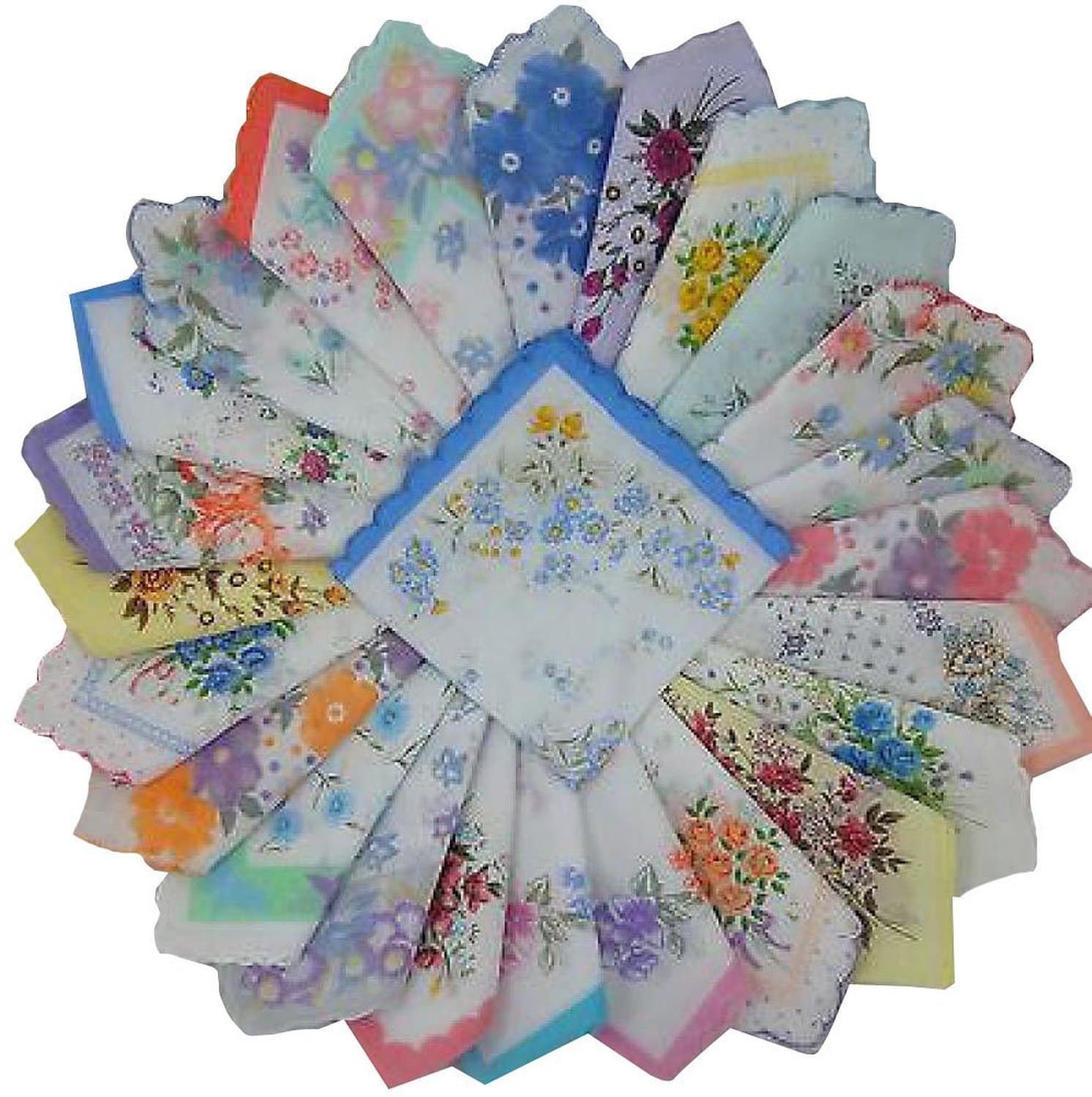 Womens Colorful Ladies Hankies 100% Cotton Handkerchief Wendding Hanky
