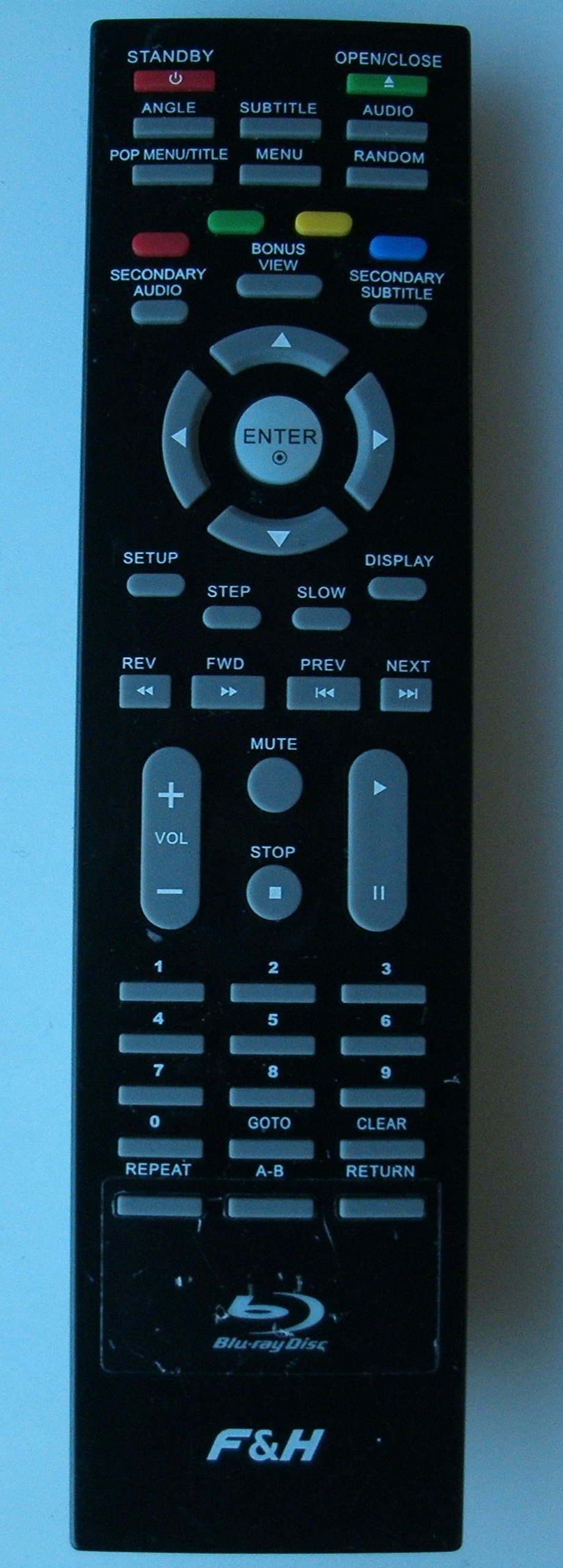 GENUINE FH F&H FOEHN & HIRSCH BD2101 BLU-RAY DISC REMOTE CONTROL