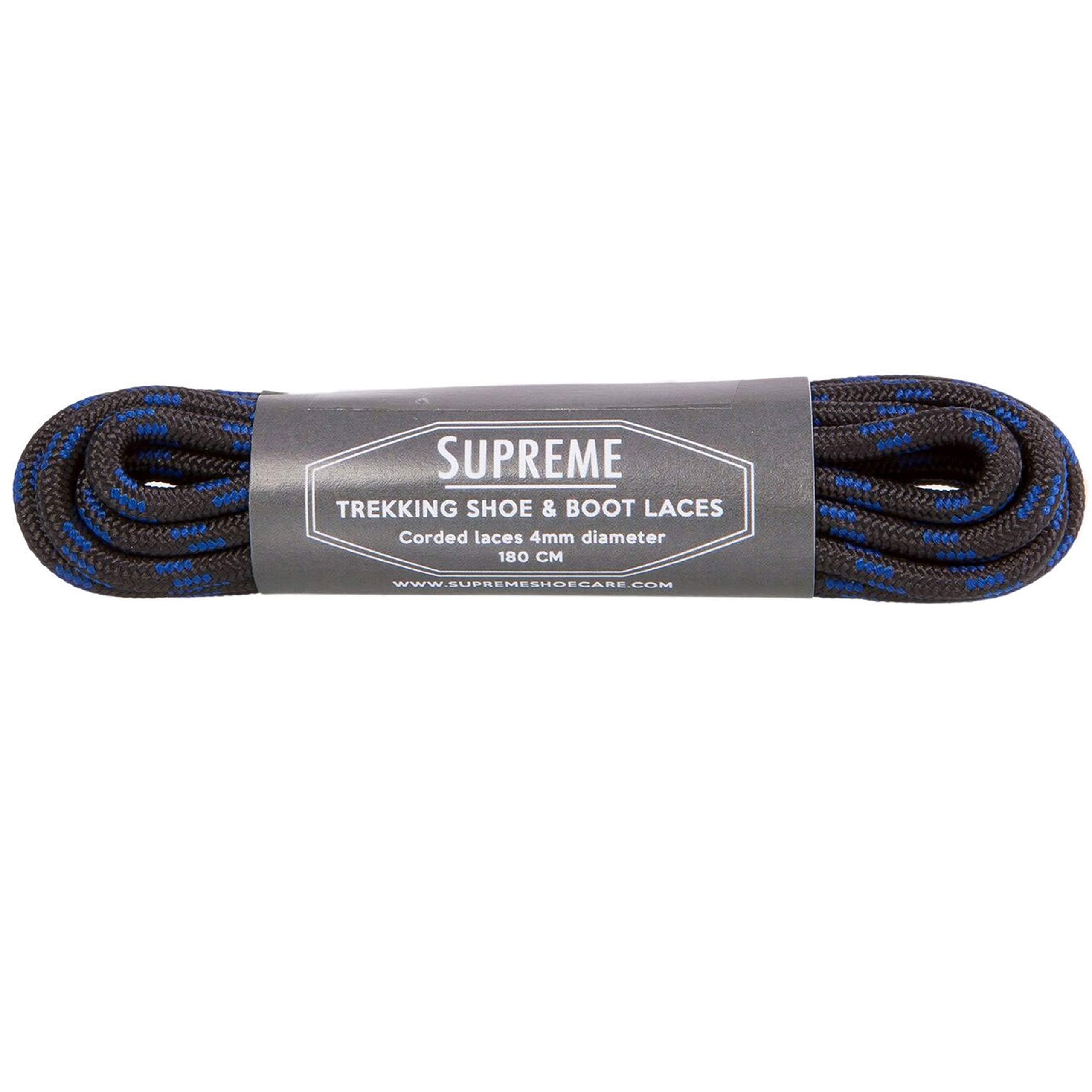 Supreme Trekking Shoe & Boot Laces - Tough & Durable Premium Laces (180cm, Black & Blue Fleck 16)
