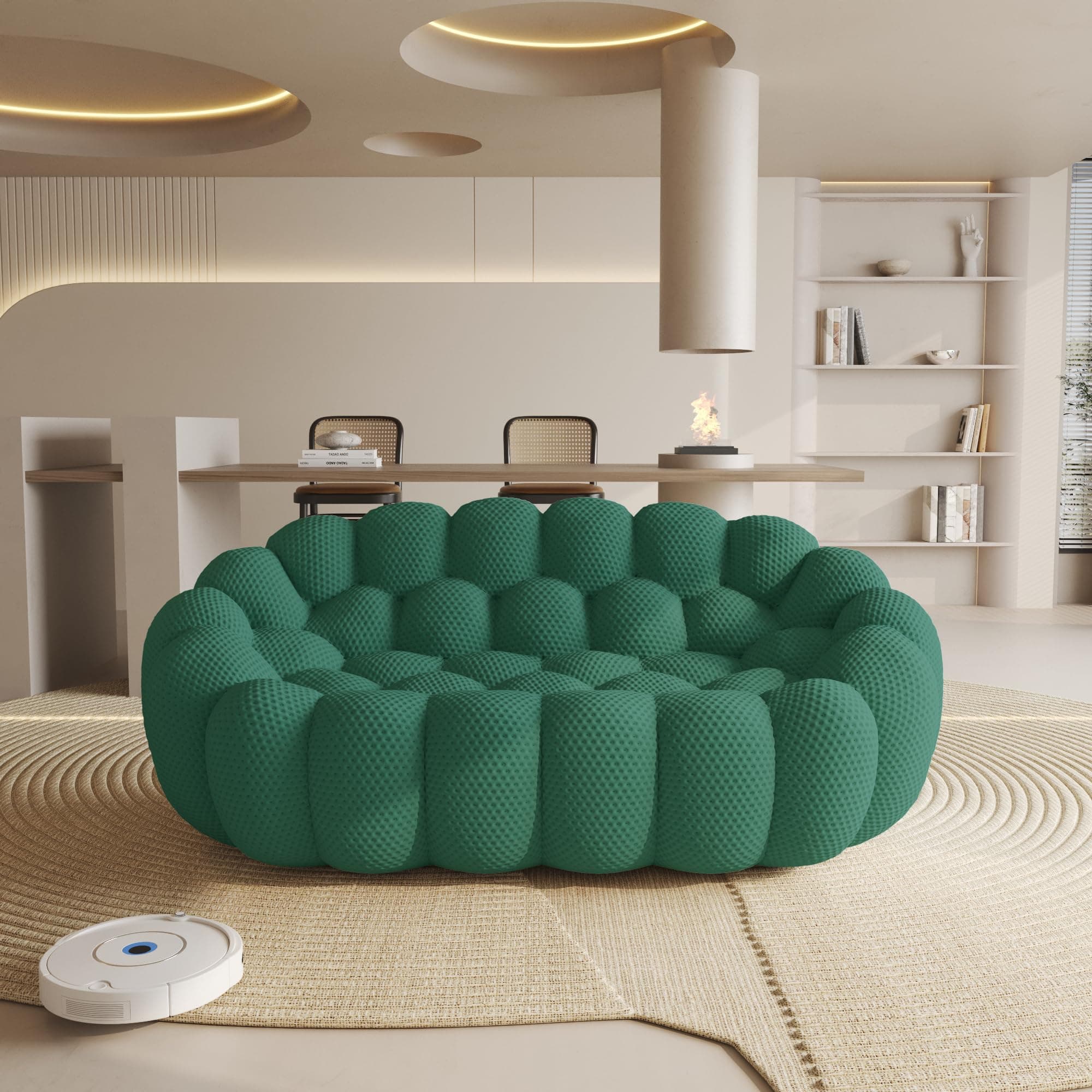 WJShome Bubble Sofa Couch,79.53'' Modern Curved Sofas for Living Room, 2 Seater LoveSofa Lazy Floor Sofa, Large Bean Bag Chair,Deep Seat Floor Sofas Chair Lounge for Office, Apartment,Green