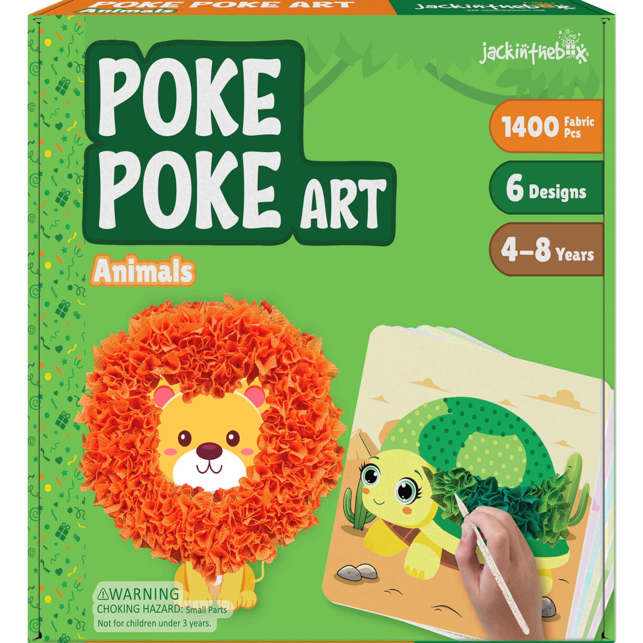 jackinthebox Poke Poke Art – Animals Theme, Mess-Free Fabric Art and Craft, Flower Pressing Kits, Gift for Kids, Girl Gifts, Boy Gift, Easter Gifts for Girls and Boys Ages 4 5 6 7 8